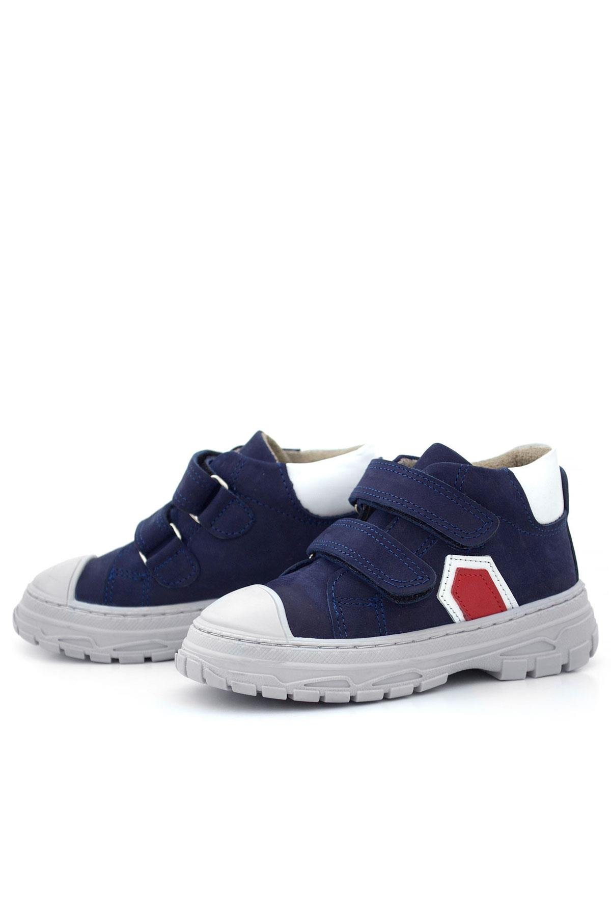 Rakerplus Tails Hakiki Deri Lacivert Kırmızı Cırtlı Çocuk Spor Bot