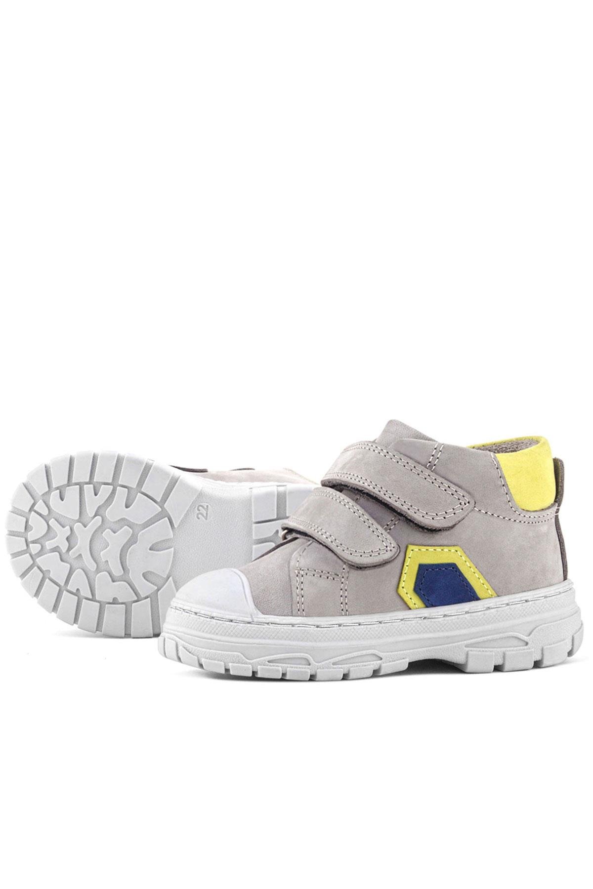 Rakerplus Tails Hakiki Deri Gri Sarı Cırtlı Çocuk Spor Bot