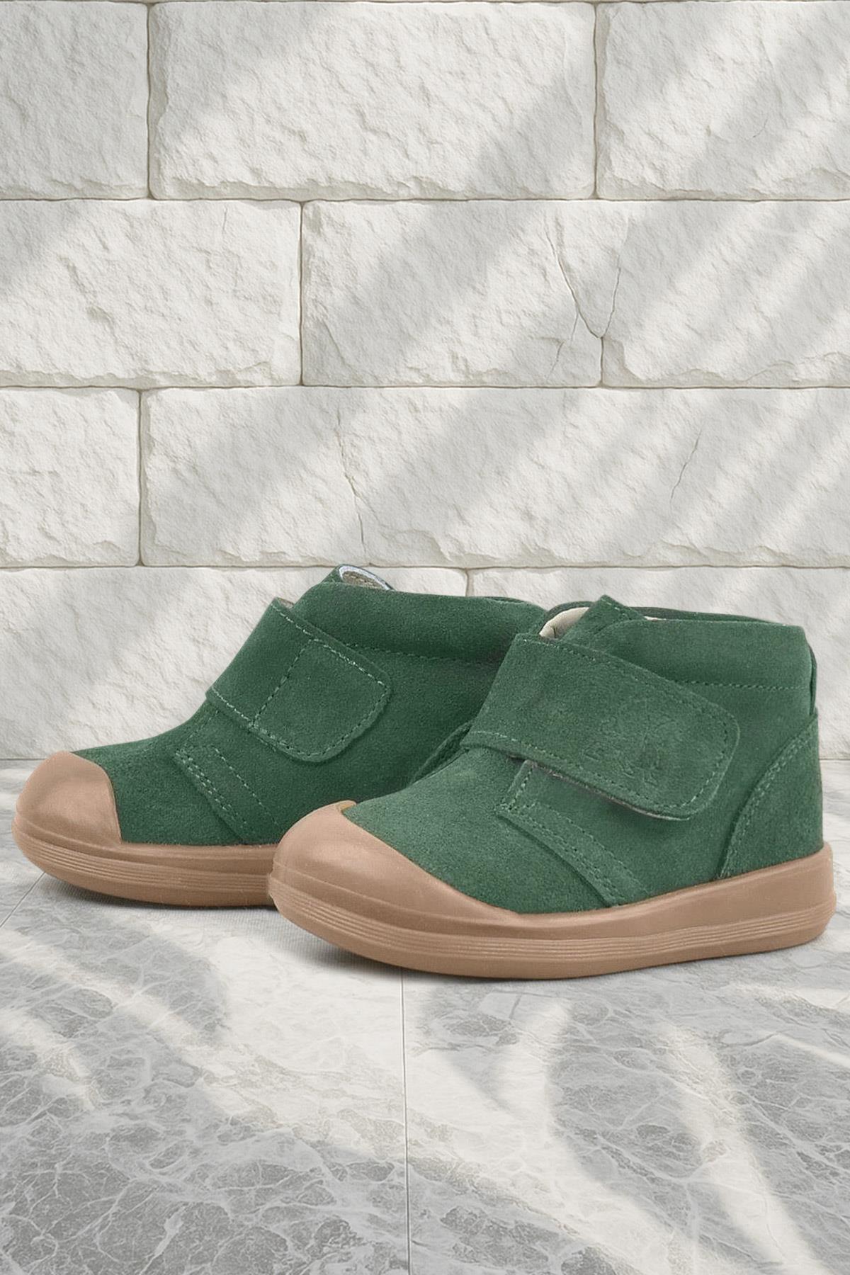 Rakerplus Yoohoo Hakiki Deri Yeşil Cırtlı Unisex Bebek Bot