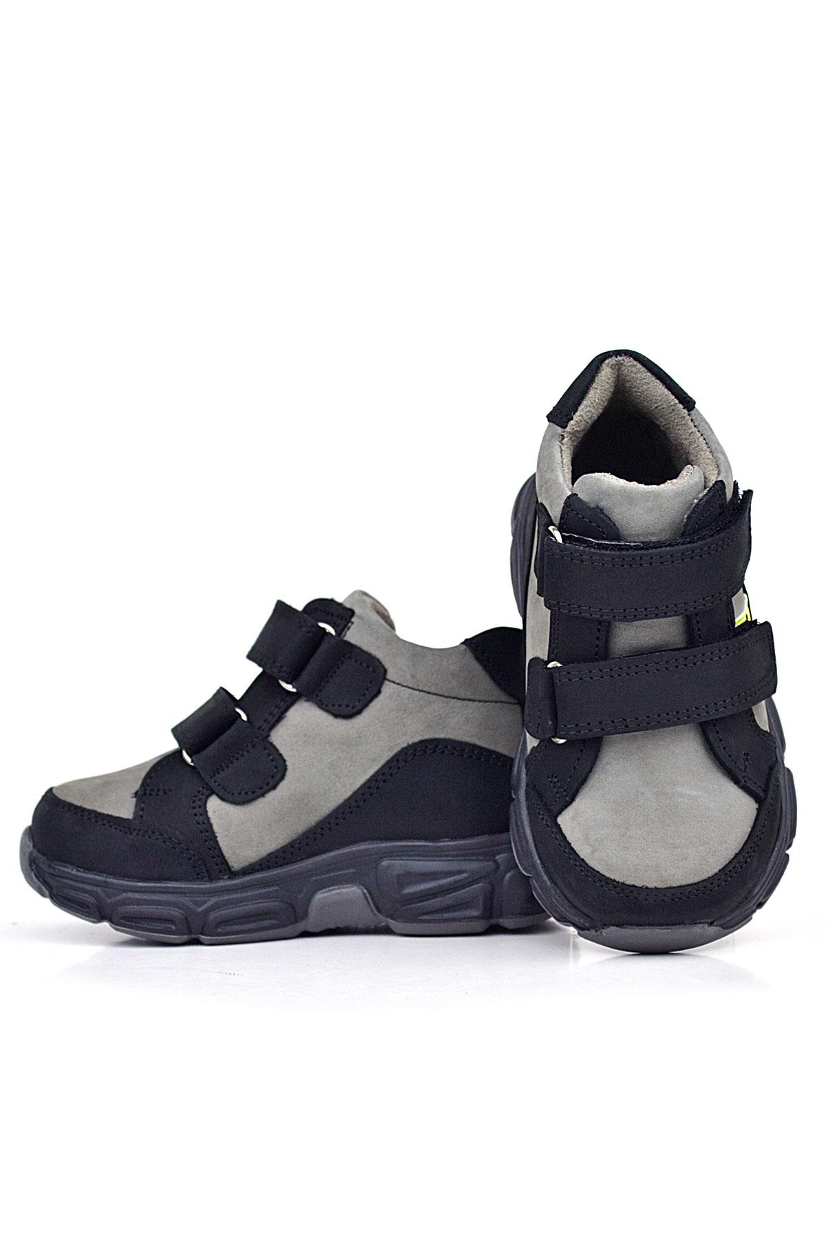 Rakerplus Hakiki Deri Gri Siyah Bebek Spor Bot Ayakkabı