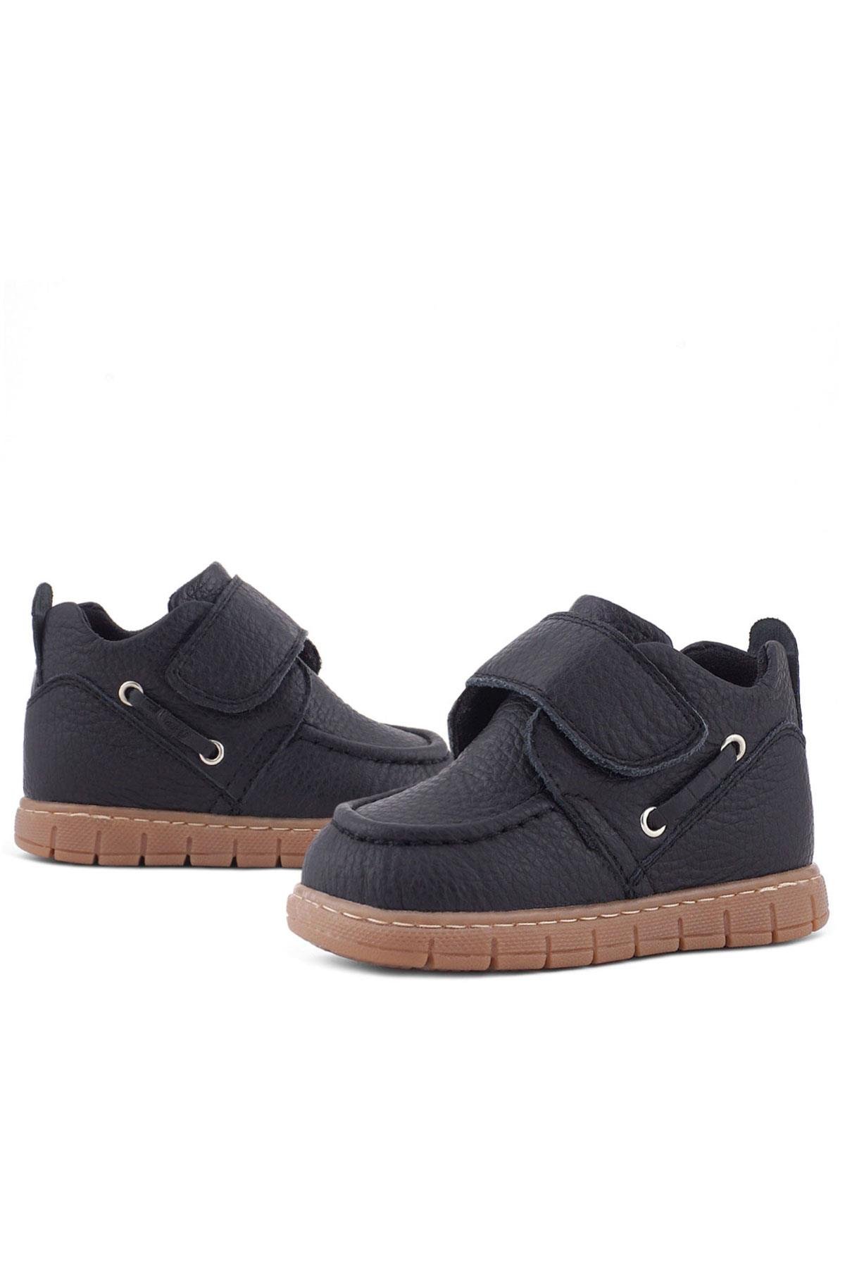 Rakerplus Hakiki Deri Siyah Cırt Cırtlı Bebek Bot