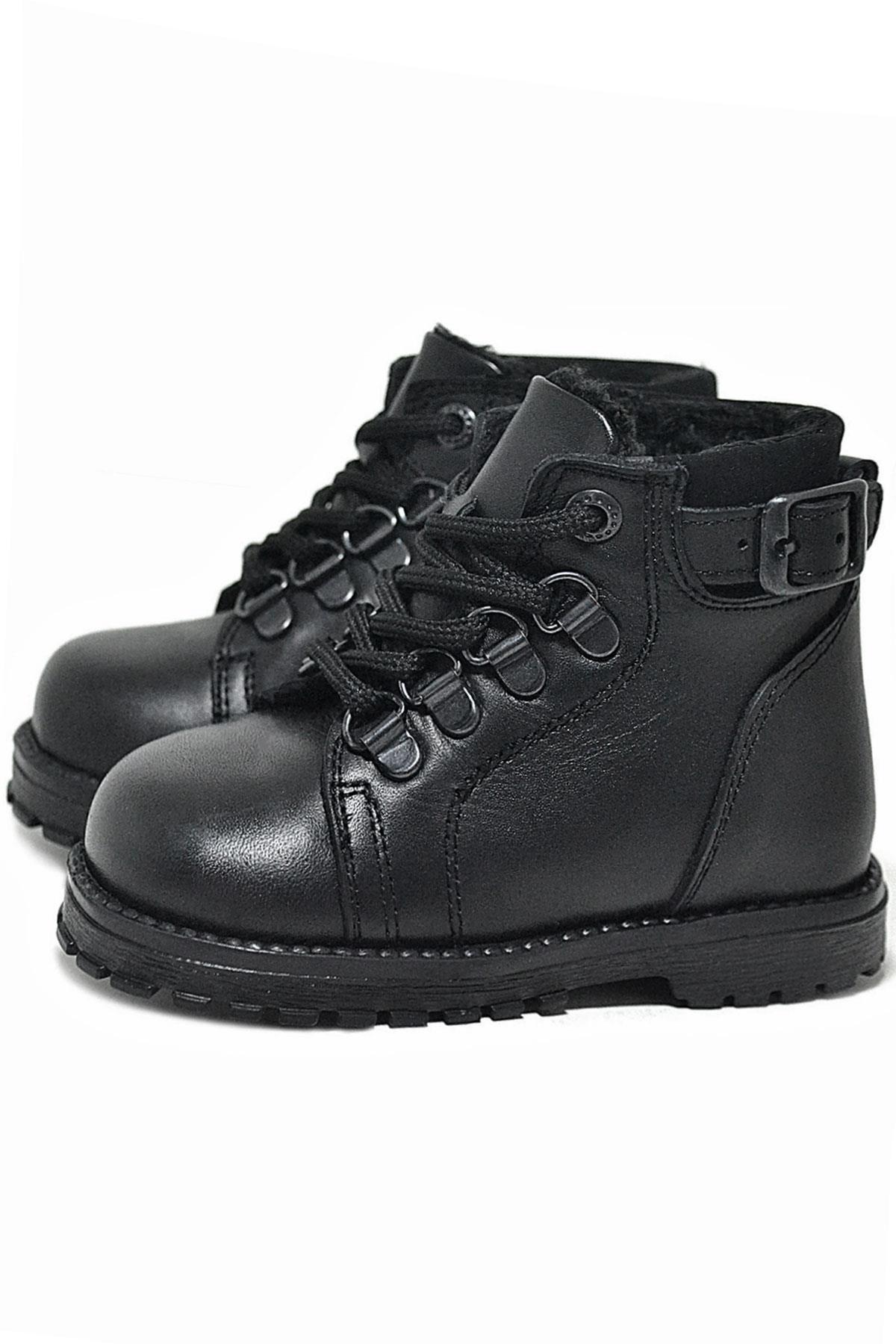 Rakerplus Griffon Genuine Leather Black Zippered Boots for Baby Boy