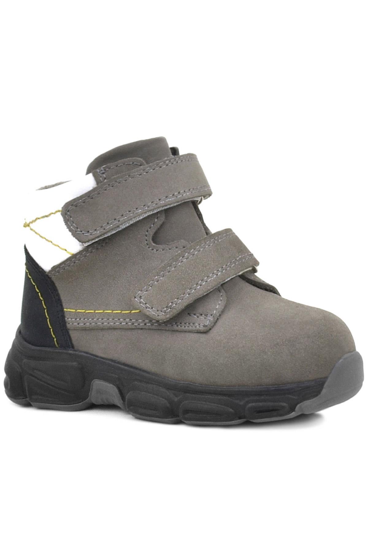 Rakerplus Genuine Leather Gray Nubuck Babies Sports Boots Shoes