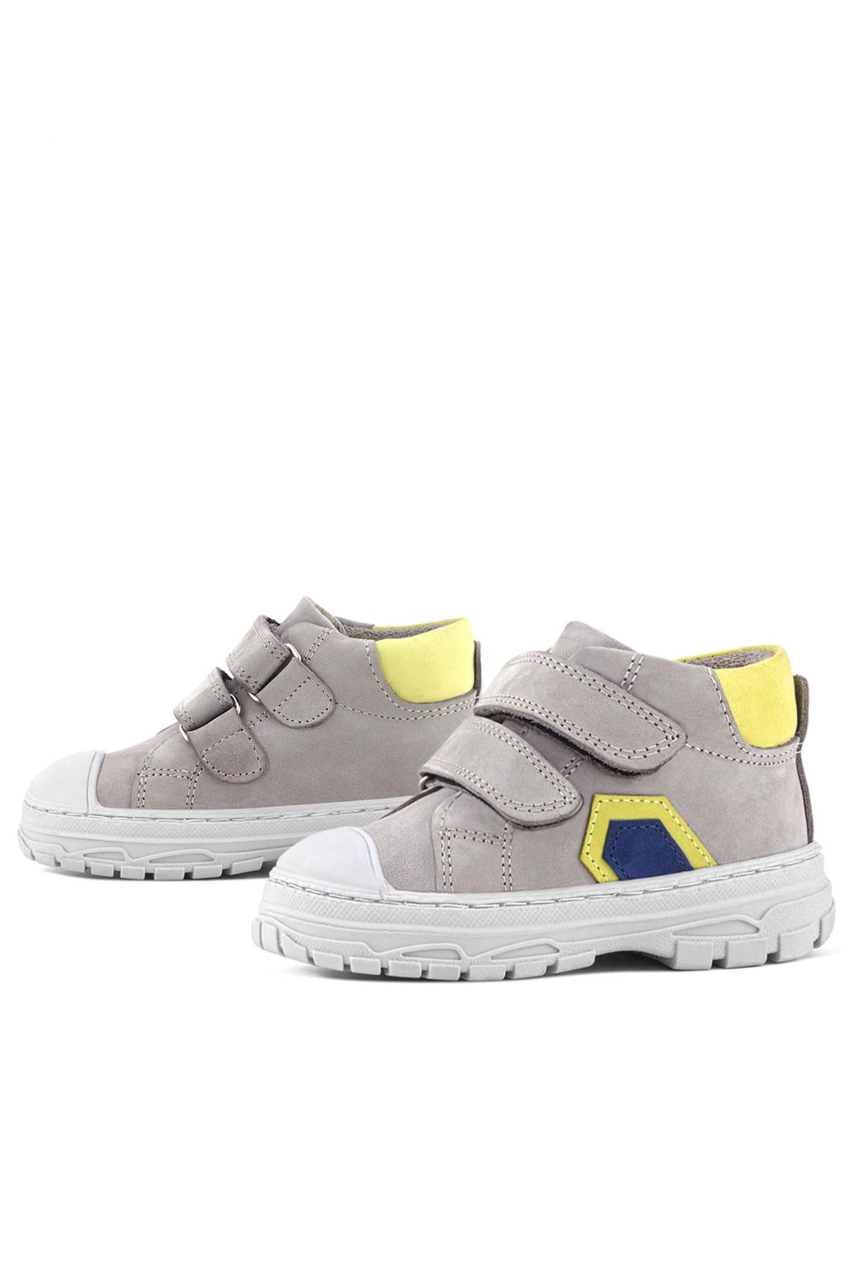 Rakerplus Tails Hakiki Deri Gri Sarı Cırtlı Çocuk Spor Bot