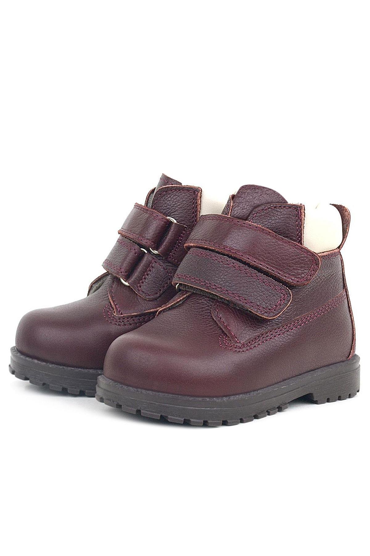 Rakerplus Neson Genuine Leather Claret Red Furry Banded Baby Boots