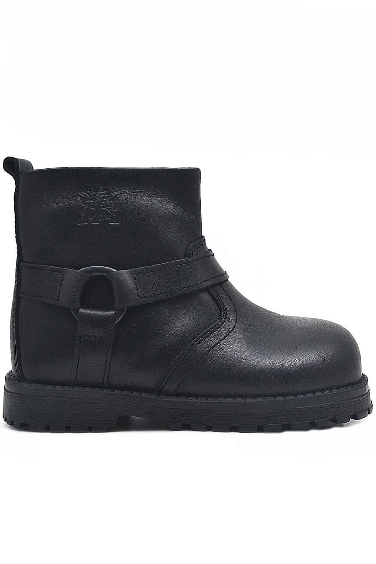 Rakerplus Zippered Genuine Leather Furry Chiron Baby Boy Booties