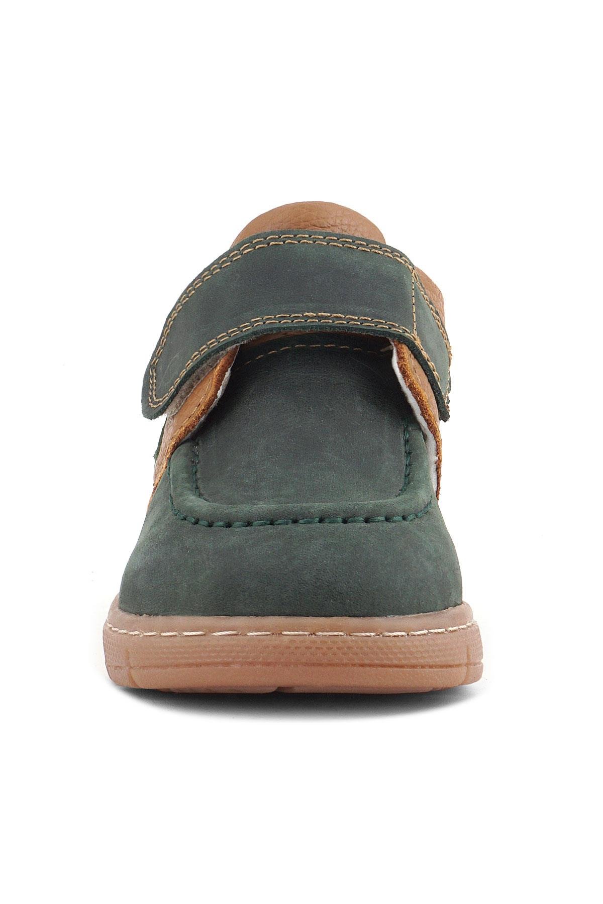 Rakerplus Hakiki Deri Yeşil Kahve Cırt Cırtlı Bebek Bot