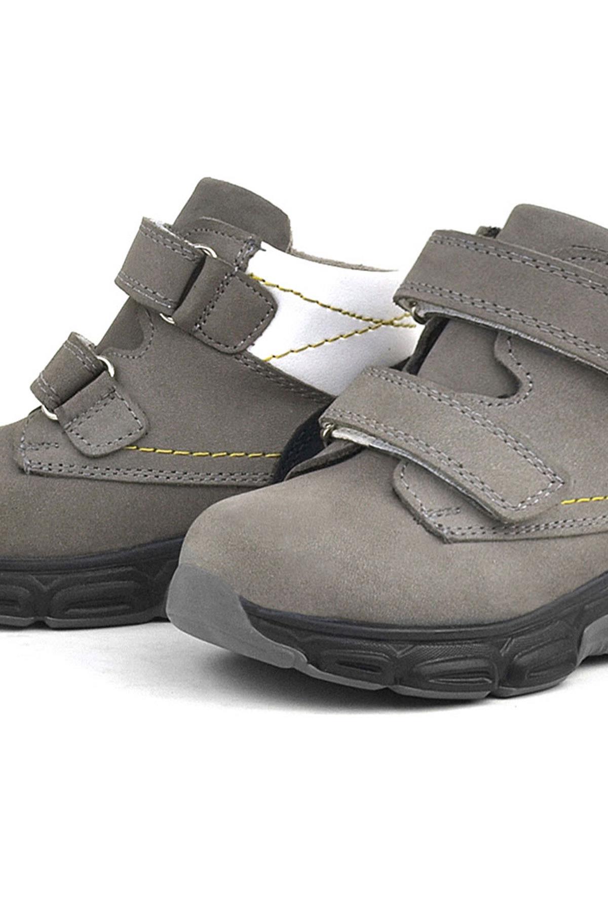 Rakerplus Genuine Leather Gray Nubuck Babies Sports Boots Shoes