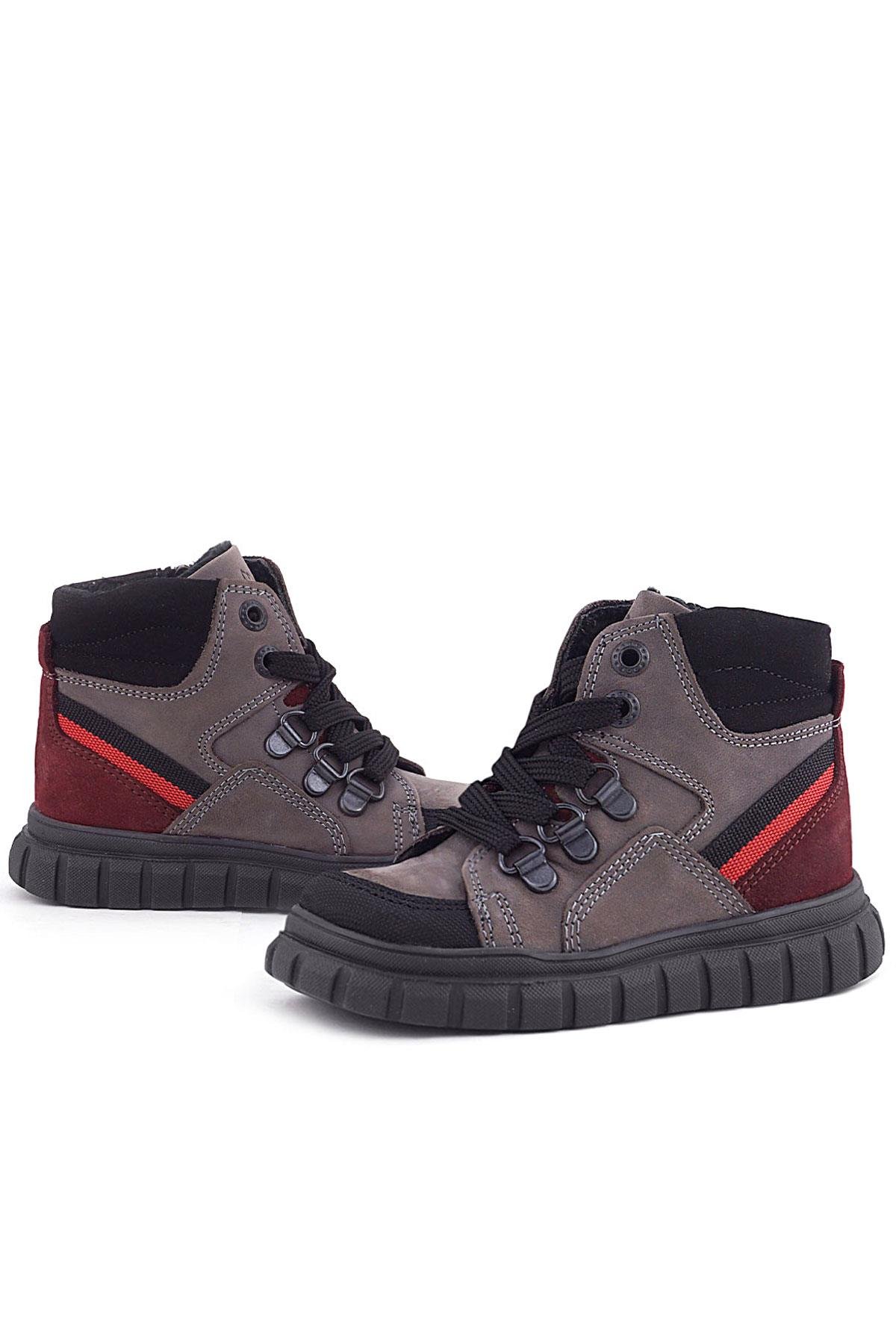 Rakerplus Hakiki Deri Gri Siyah Fermuarlı Erkek Bebek Bot