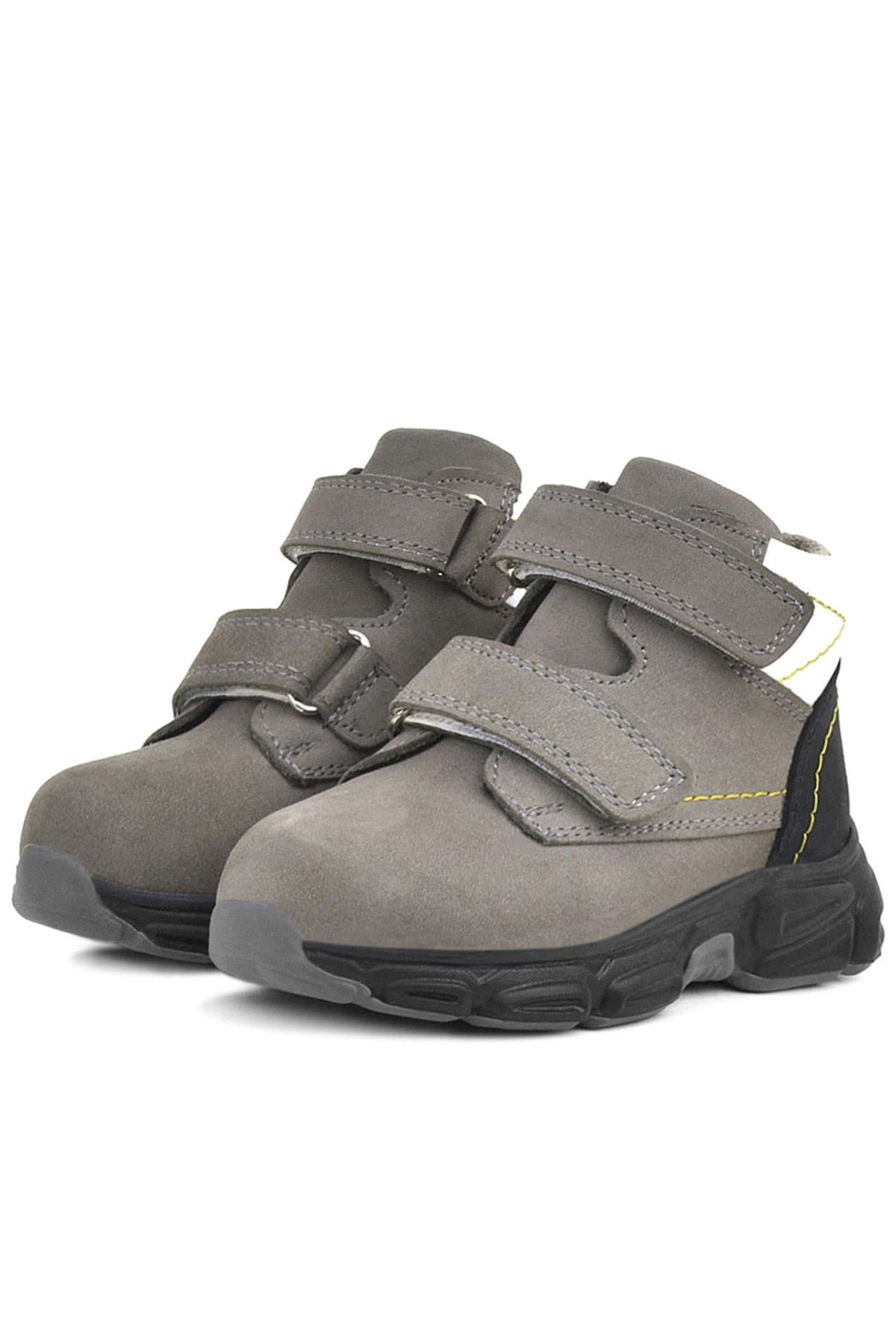 Rakerplus Genuine Leather Gray Nubuck Babies Sports Boots Shoes