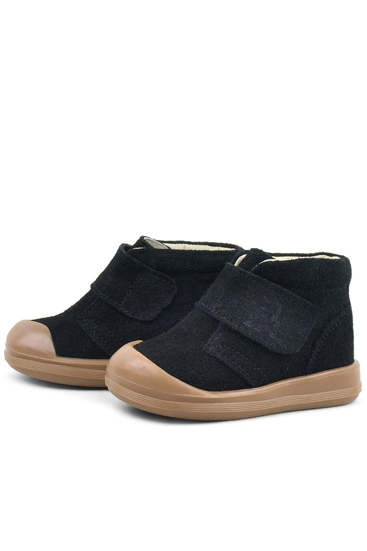 Rakerplus Yoohoo Hakiki Deri Siyah Cırtlı Unisex Bebek Bot