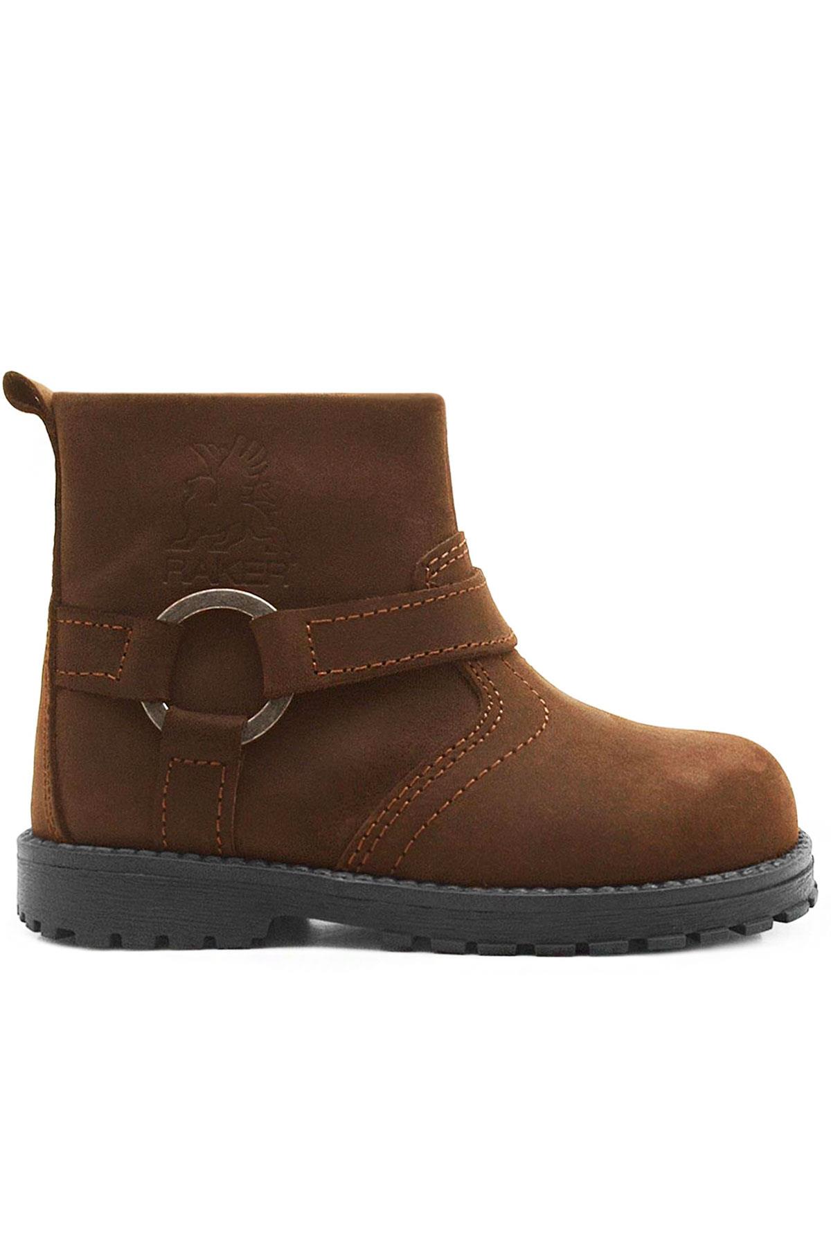 Rakerplus Chiron Genuine Leather Cinnamon Color Zippered Furry Baby Boots