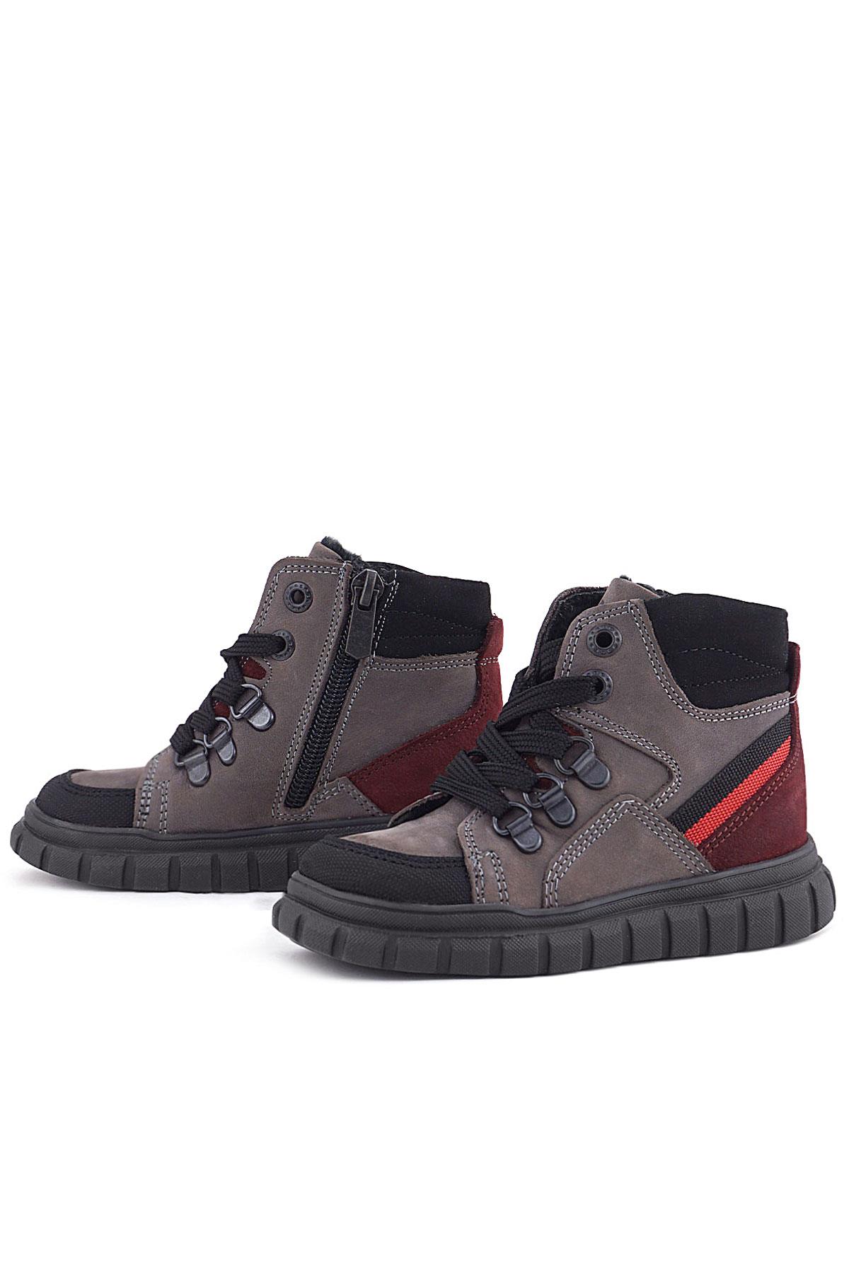 Rakerplus Hakiki Deri Gri Siyah Fermuarlı Erkek Bebek Bot