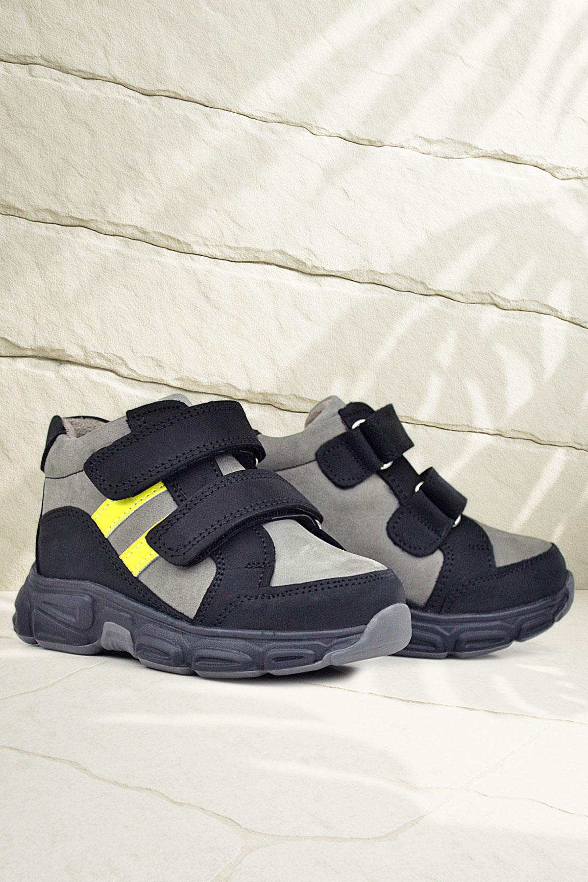 Rakerplus Hakiki Deri Gri Siyah Bebek Spor Bot Ayakkabı