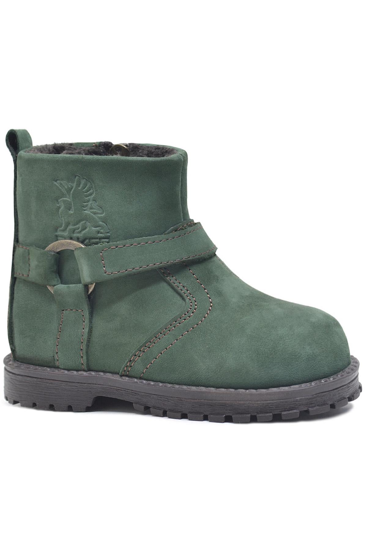Rakerplus Zippered Genuine Leather Chiron Green Unisex Baby Boots