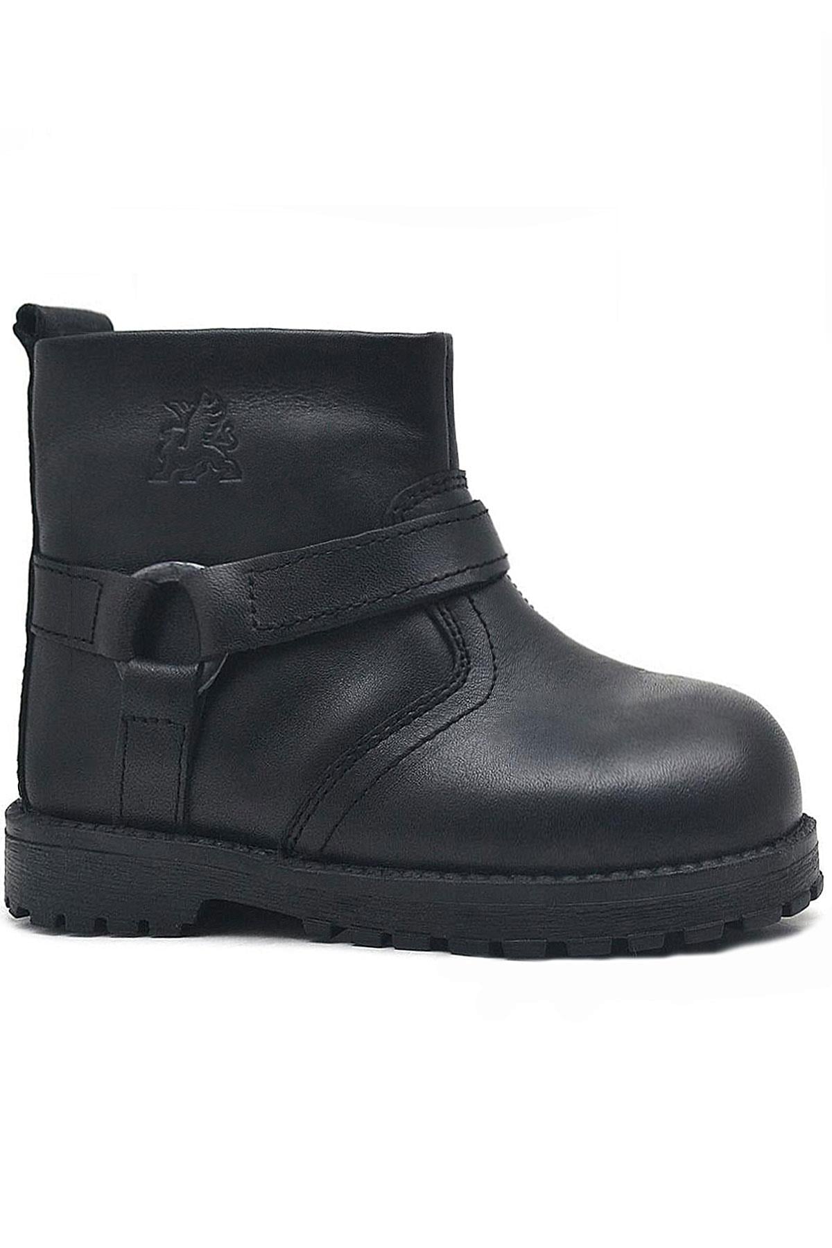 Rakerplus Zippered Genuine Leather Furry Chiron Baby Boy Booties