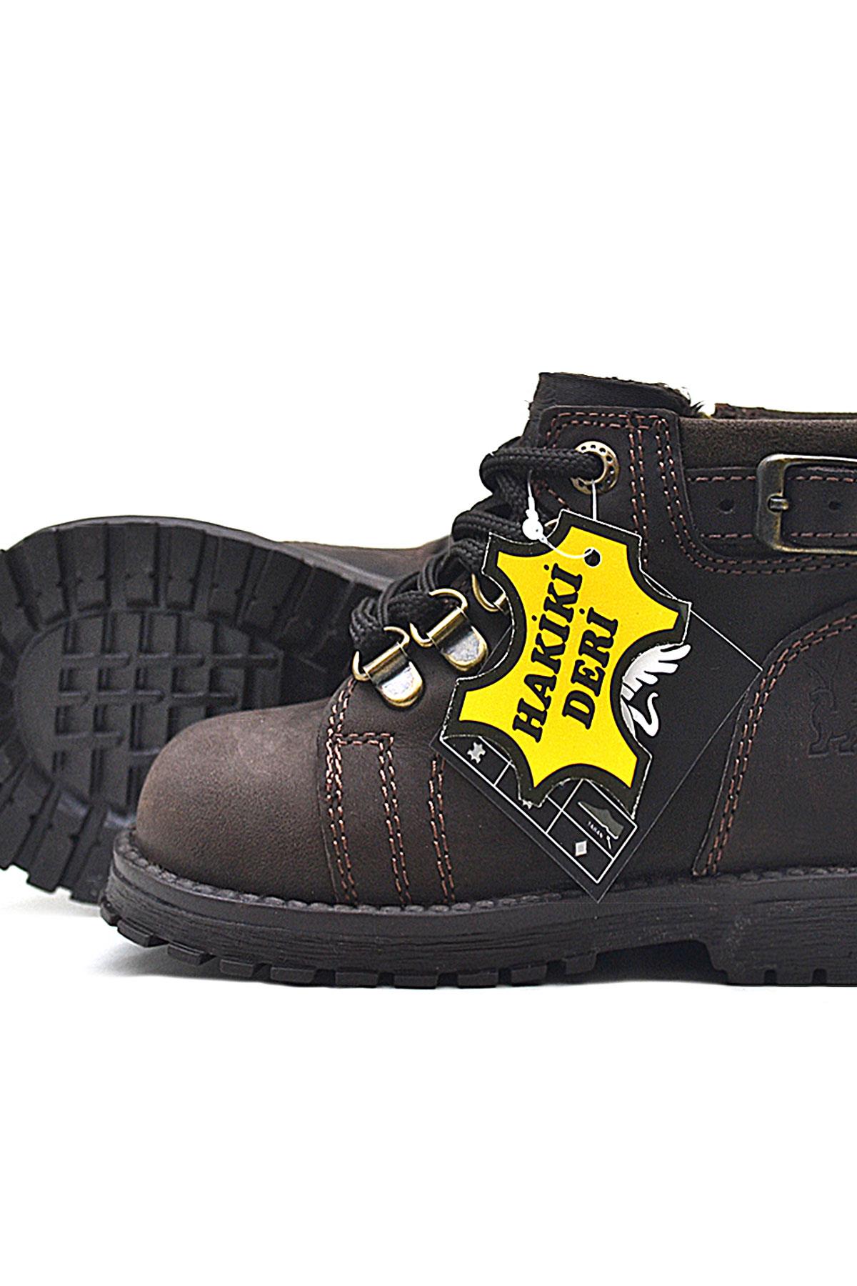 Rakerplus Griffon Hakiki Deri Fermuarlı Kışlık Çocuk Bot