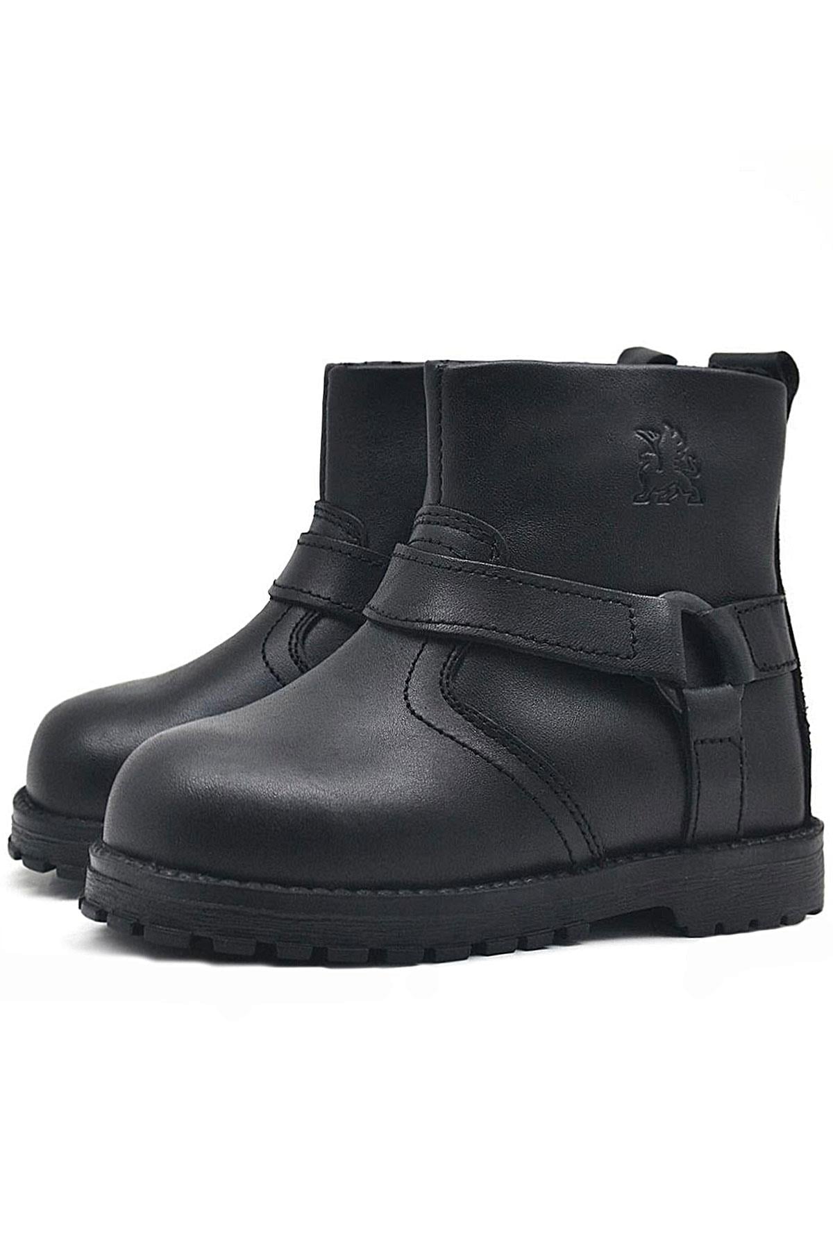 Rakerplus Zippered Genuine Leather Furry Chiron Baby Boy Booties