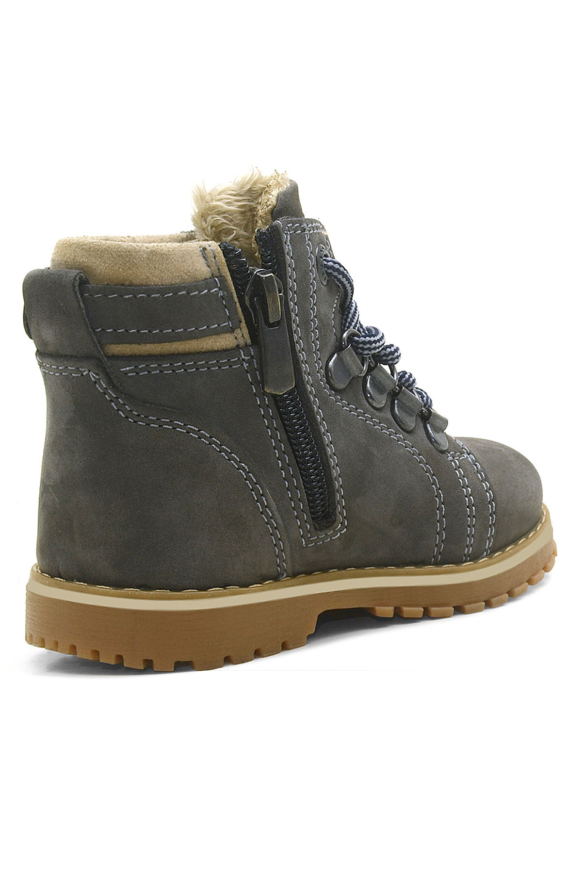 Rakerplus Griffon Furred Genuine Leather Gray Baby Boots