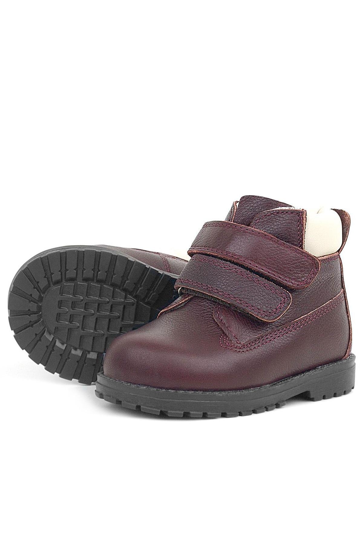 Rakerplus Neson Genuine Leather Claret Red Furry Banded Baby Boots
