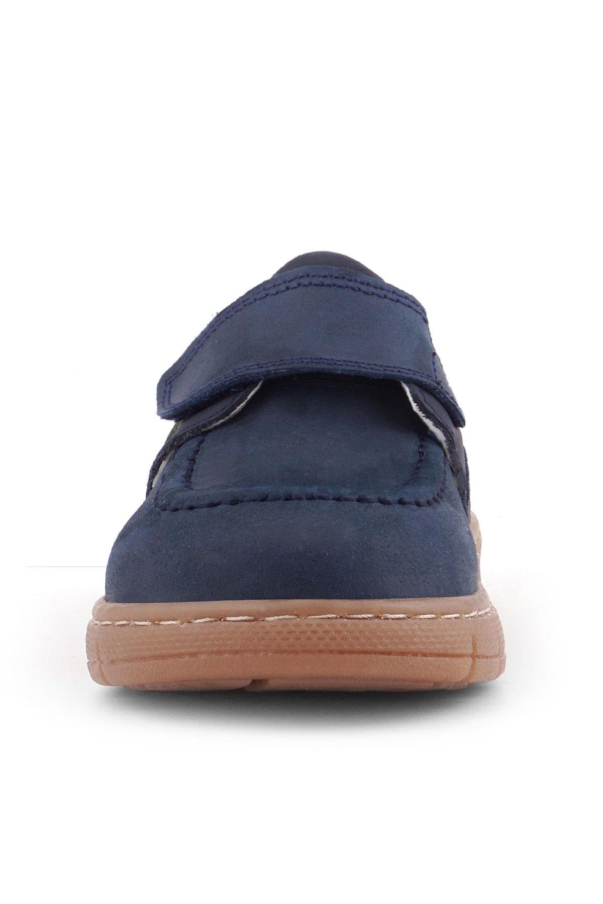 Rakerplus Hakiki Deri Lacivert Yeşil Cırt Cırtlı Bebek Bot