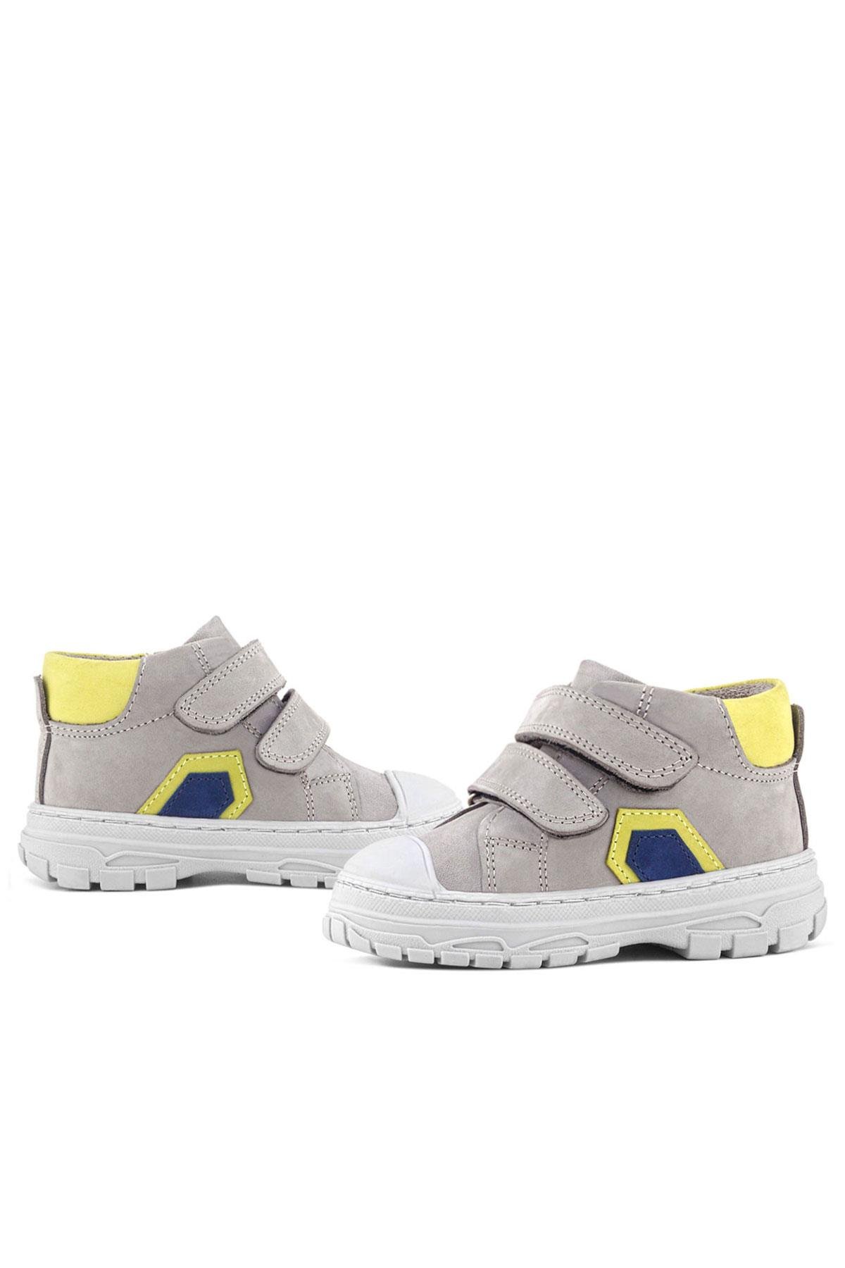 Rakerplus Tails Hakiki Deri Gri Sarı Cırtlı Çocuk Spor Bot