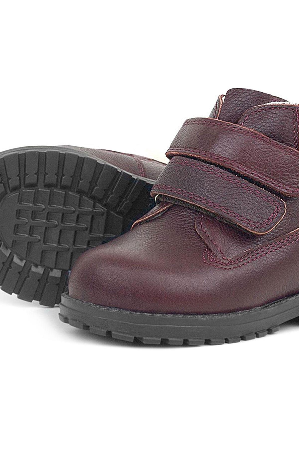 Rakerplus Neson Genuine Leather Claret Red Furry Banded Baby Boots