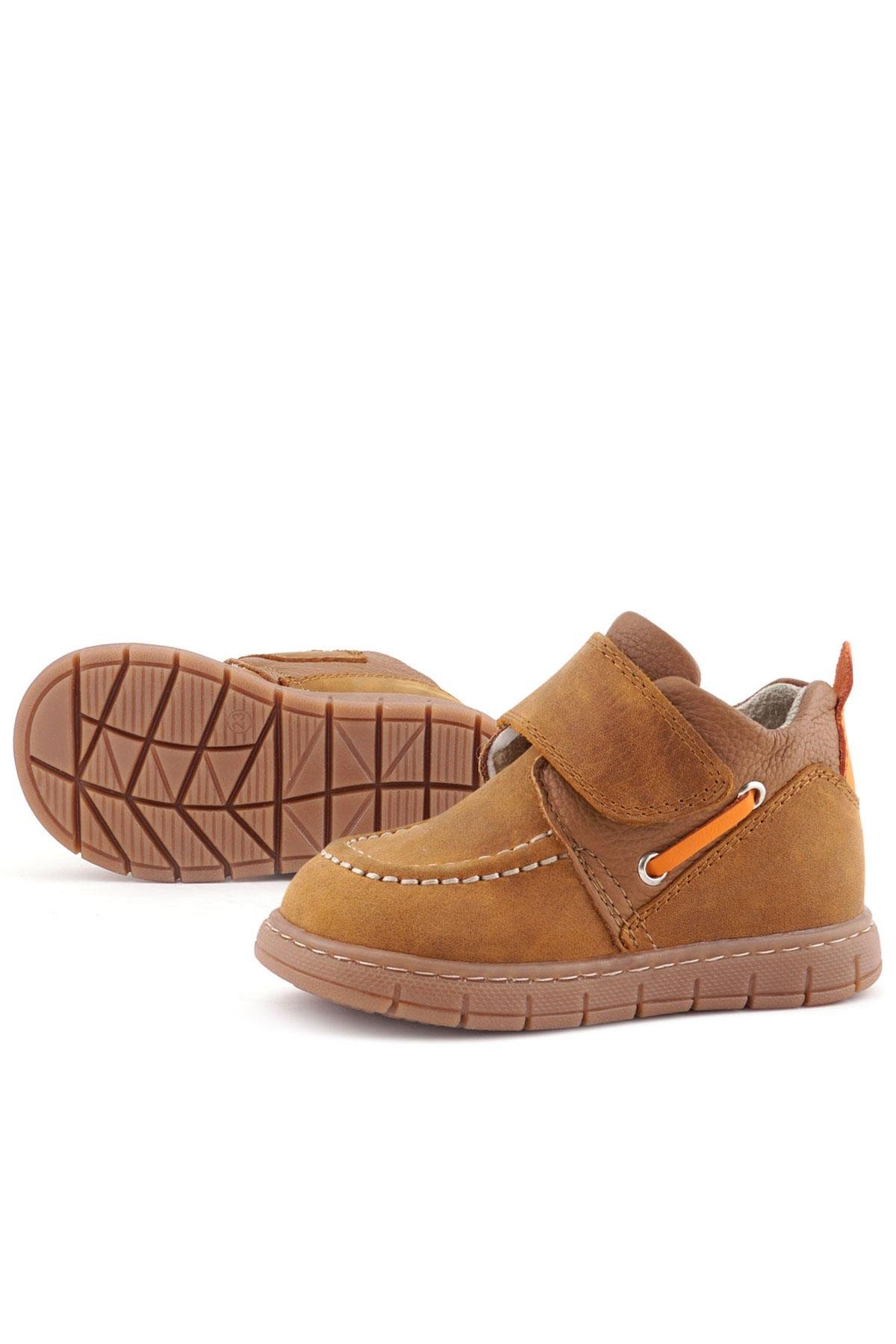 Rakerplus Hakiki Deri Taba Turuncu Cırt Cırtlı Bebek Bot