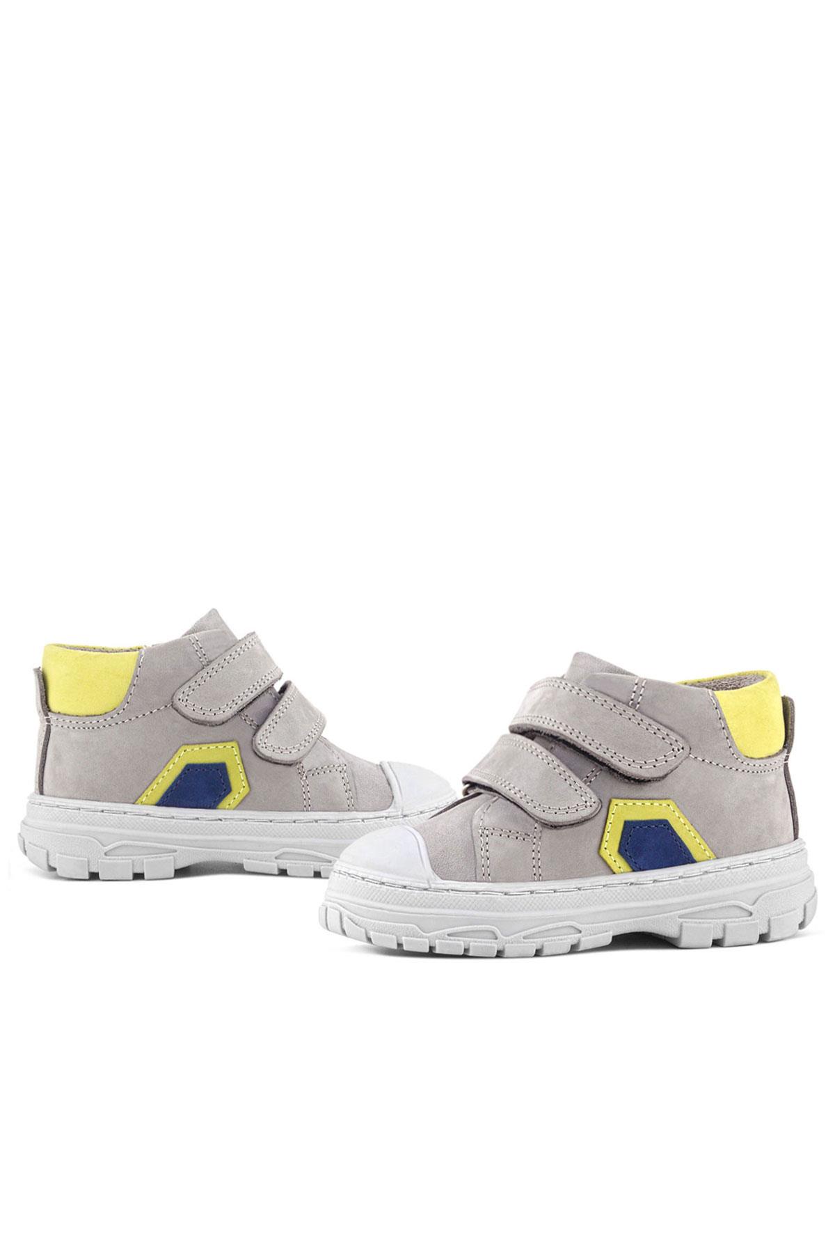 Rakerplus Tails Hakiki Deri Gri Sarı Cırtlı Çocuk Spor Bot