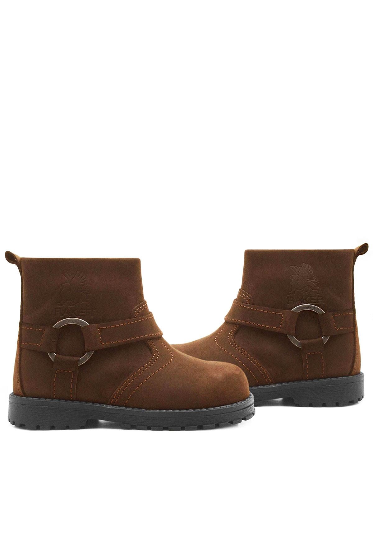 Rakerplus Chiron Genuine Leather Cinnamon Color Zippered Furry Baby Boots