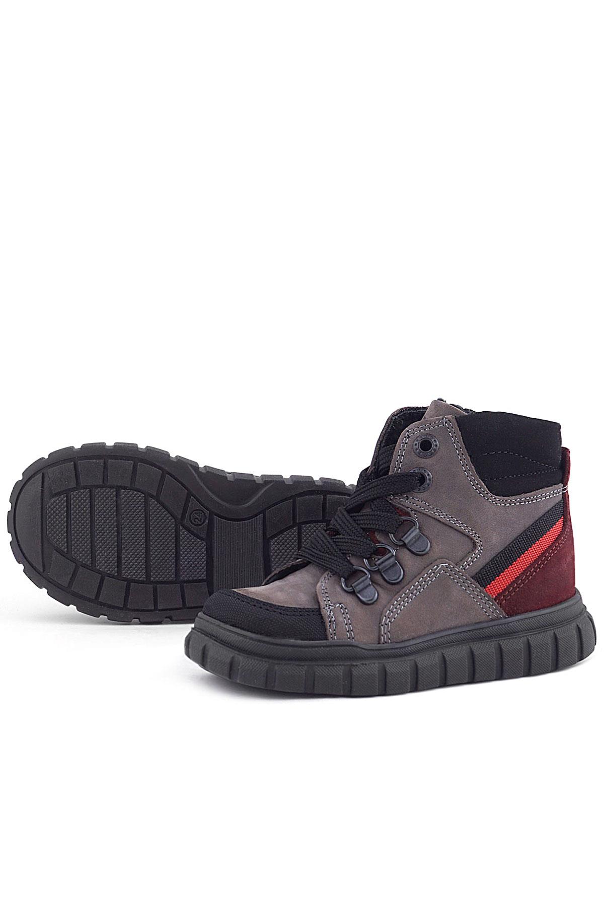 Rakerplus Hakiki Deri Gri Siyah Fermuarlı Erkek Bebek Bot