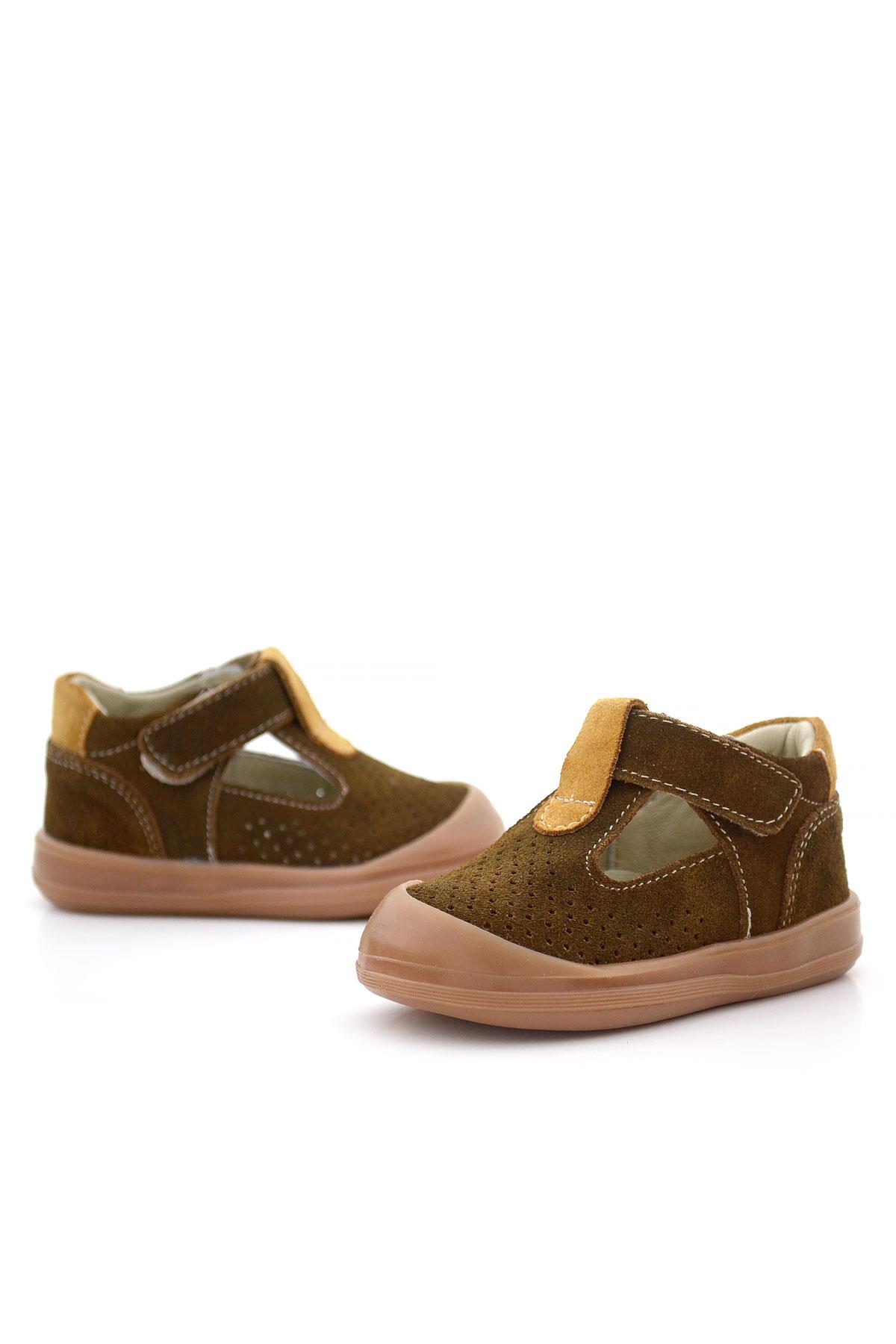 Rakerplus Shaun Hakiki Deri Kahverengi Taba Cırtlı Anatomik Bebek Sandalet