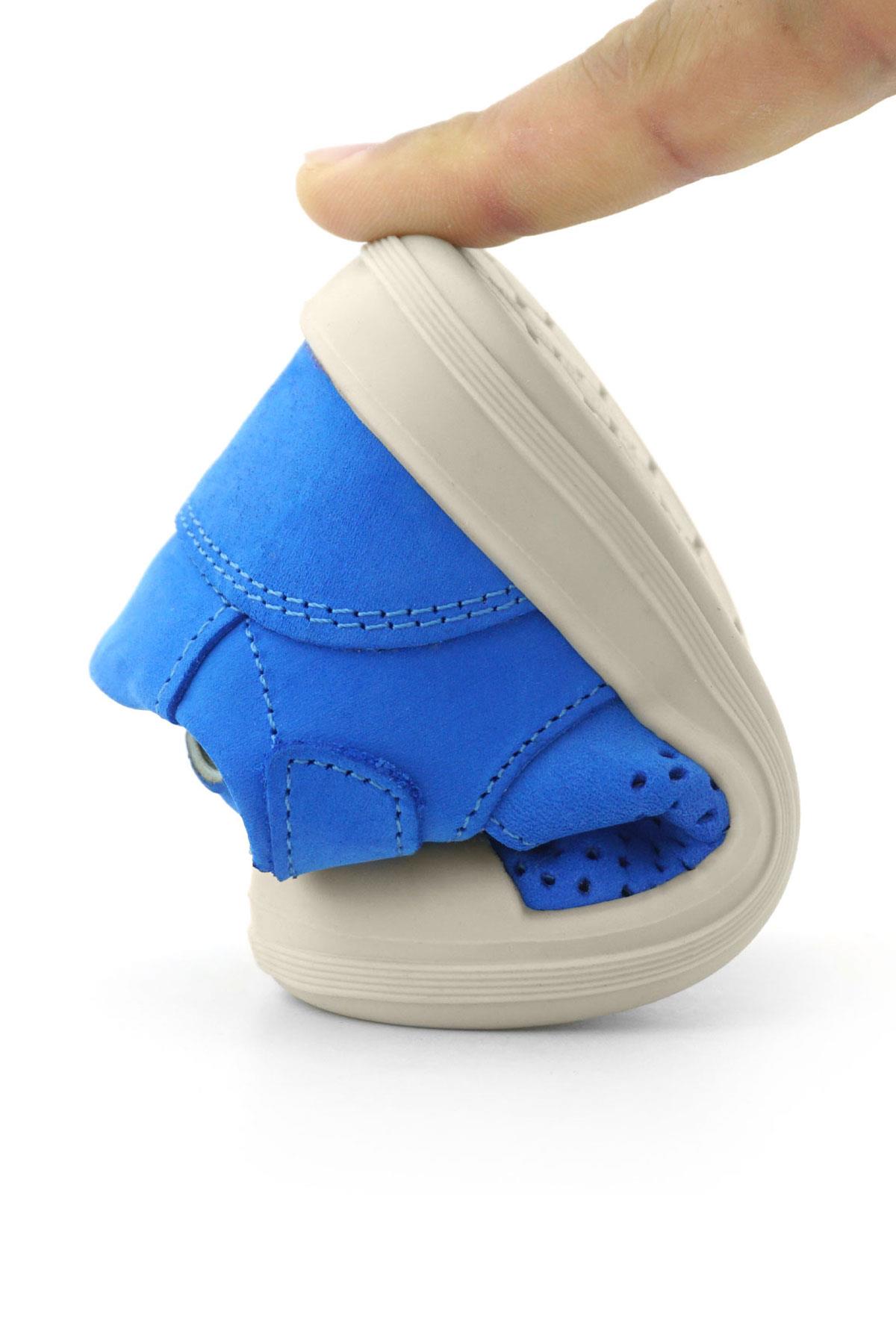 Rakerplus Shaun Genuine Leather Saks Blue Velcro Anatomic Baby Sandals