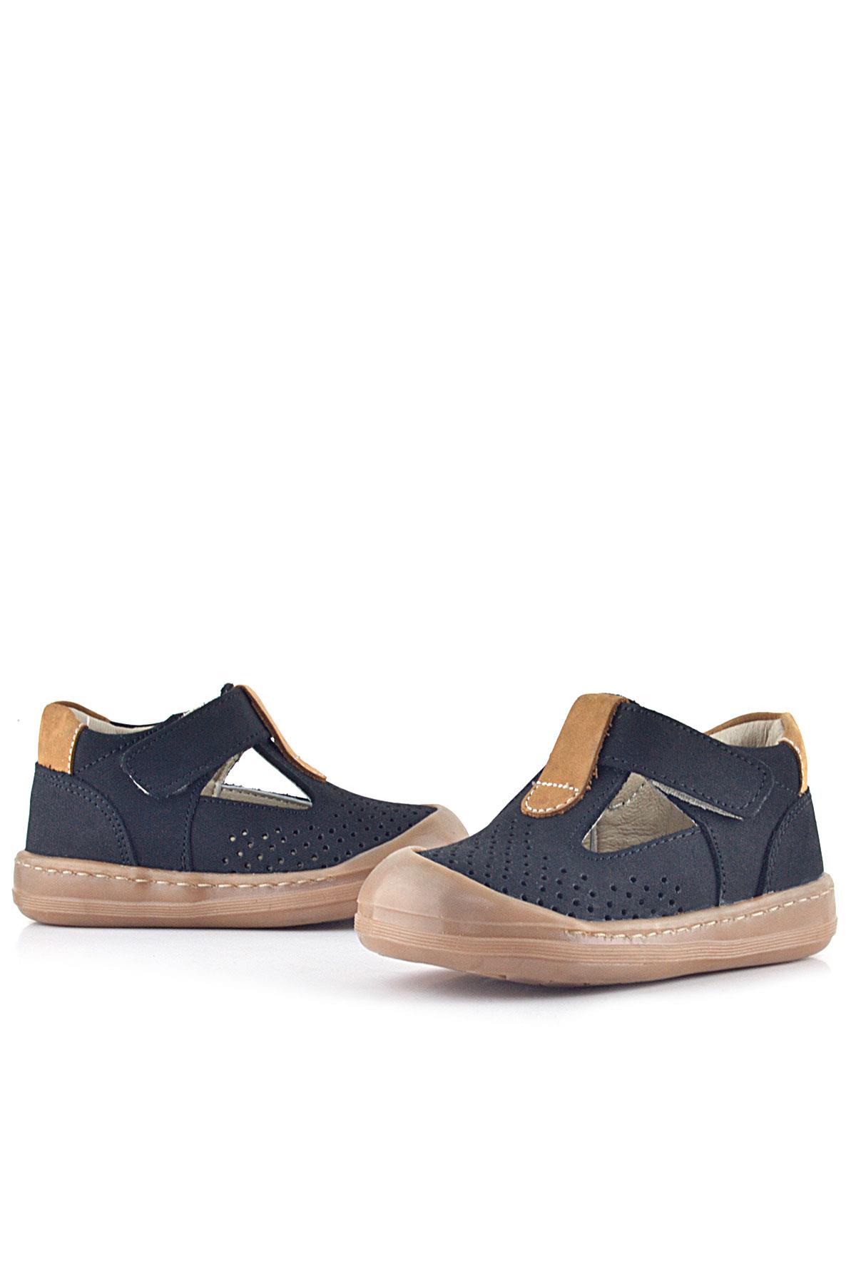 Rakerplus Shaun Hakiki Deri Siyah Taba Cırtlı Anatomik Bebek Sandalet