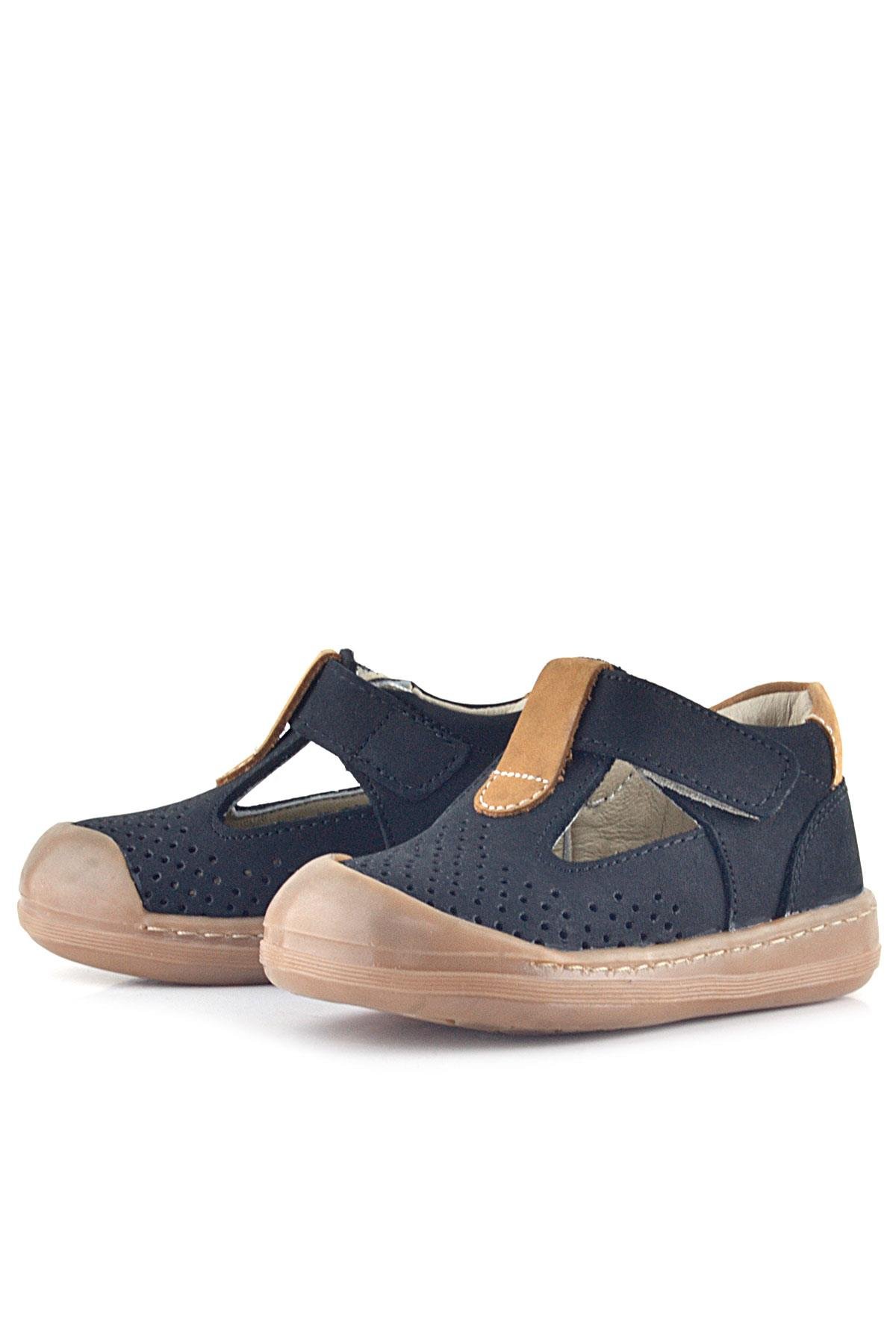 Rakerplus Shaun Hakiki Deri Siyah Taba Cırtlı Anatomik Bebek Sandalet