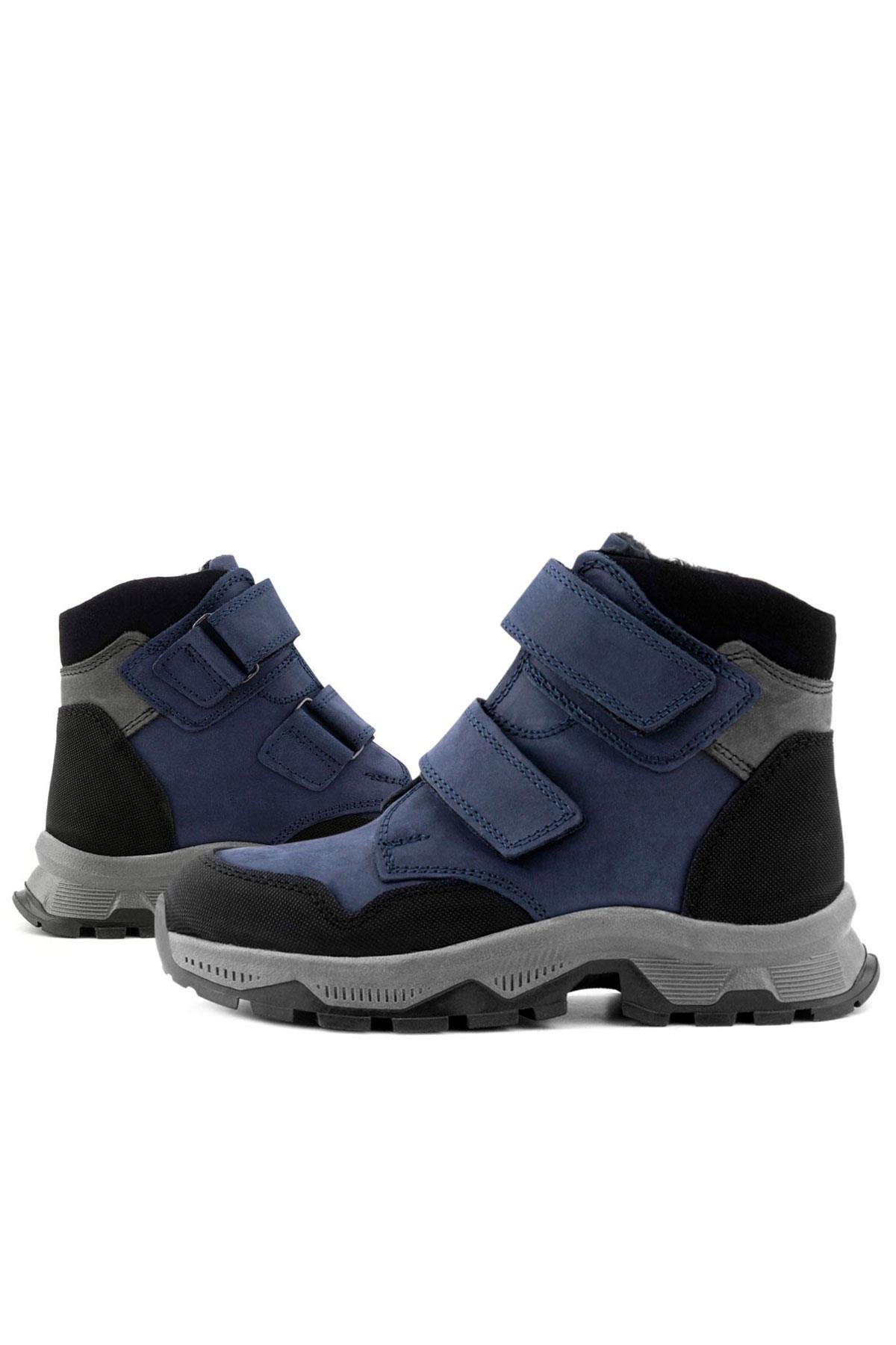 Rakerplus Trekking Hakiki Deri Lacivert Cırt Cırtlı Erkek Çocuk Bot