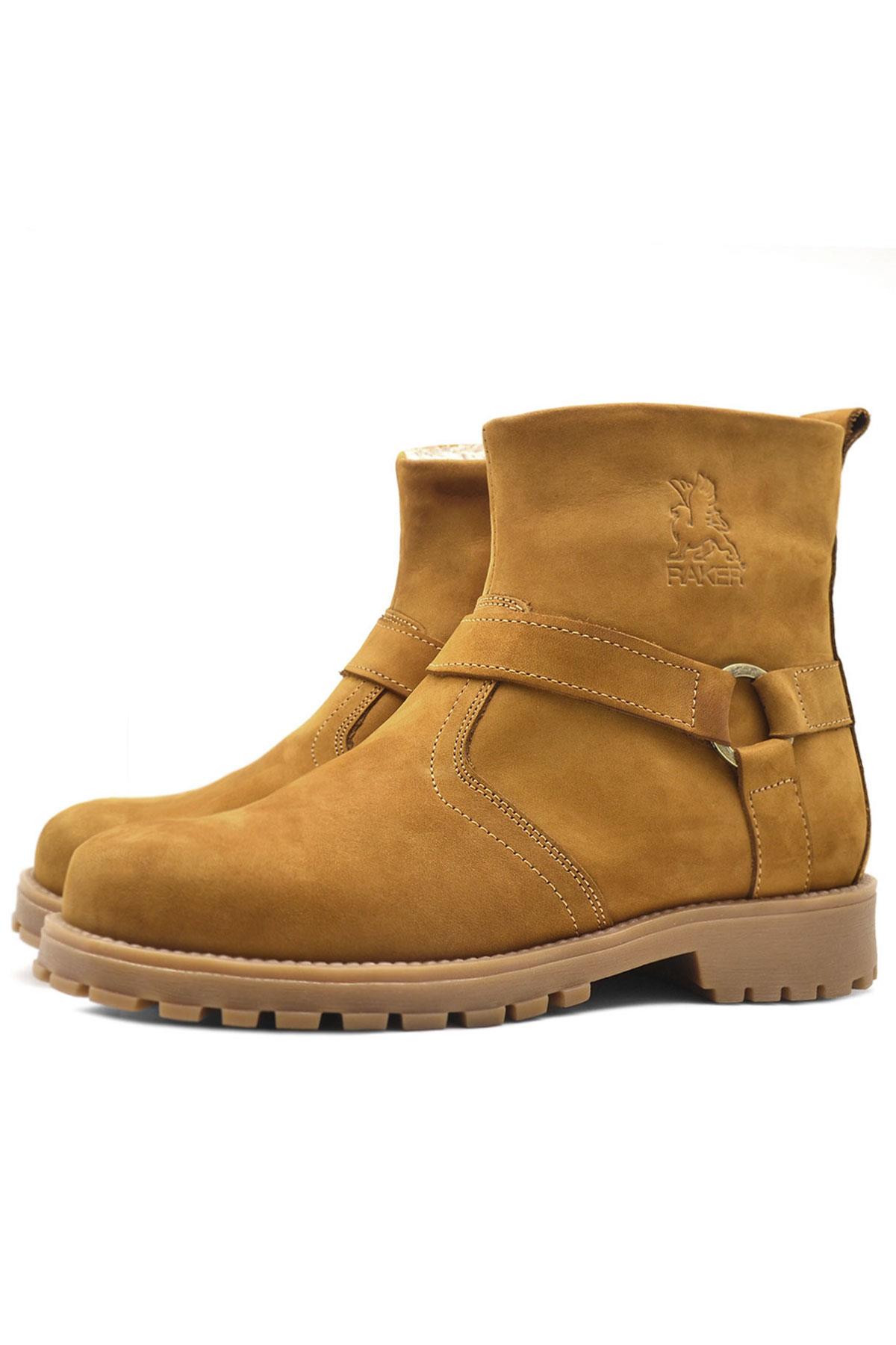 Rakerplus Chiron Series Genuine Leather Yellow Zipper Kids Winter Boots