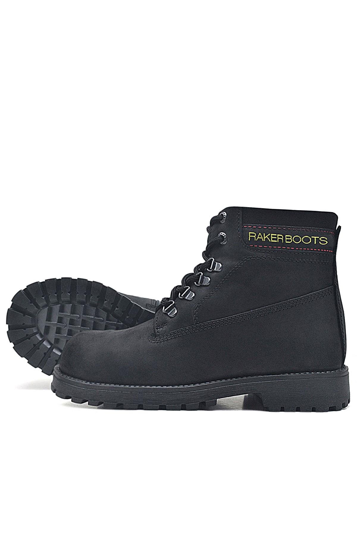 Rakerplus Neson Hakiki Deri Siyah Fermuarlı Kışlık Bot