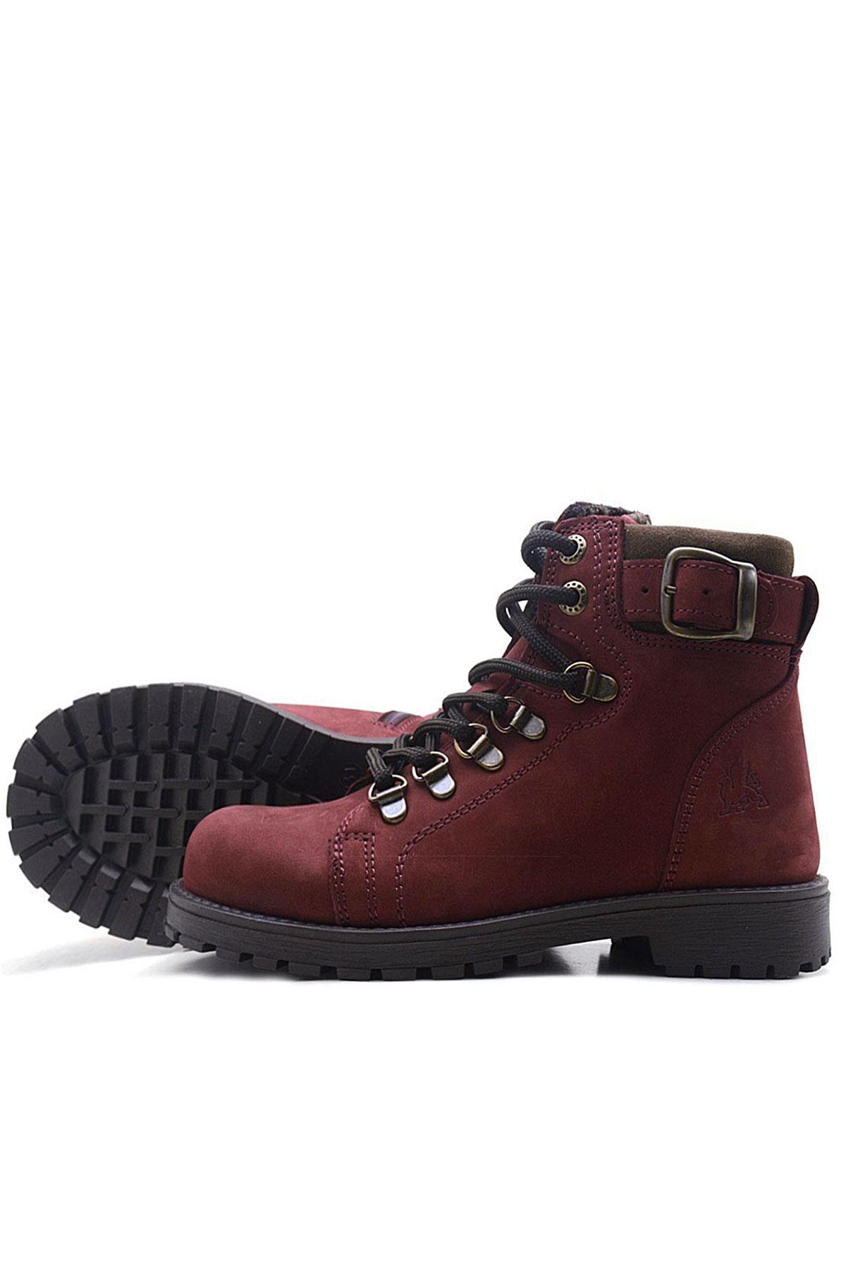 Rakerplus Griffon Genuine Leather Zipper Women's Boots Dark Red Small Size