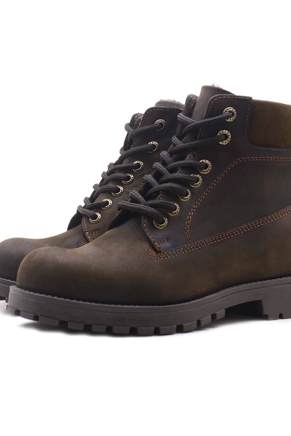 Rakerplus Neson Hakiki Deri Kahve Kürklü Bot Postal