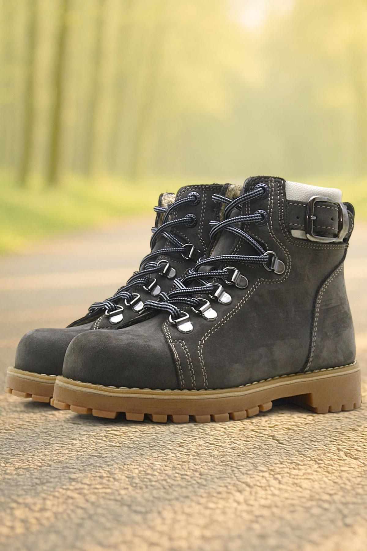 Rakerplus Griffon Hakiki Deri Fermuarlı Kışlık Unisex Çocuk Bot