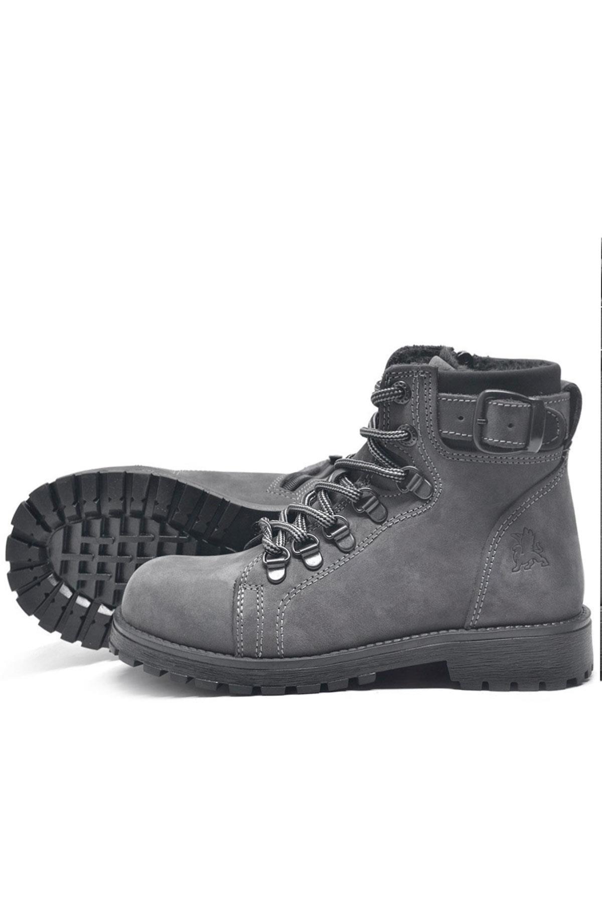 Rakerplus Griffon Genuine Leather Grey Zipper Winter Boots Unisex Infant Size