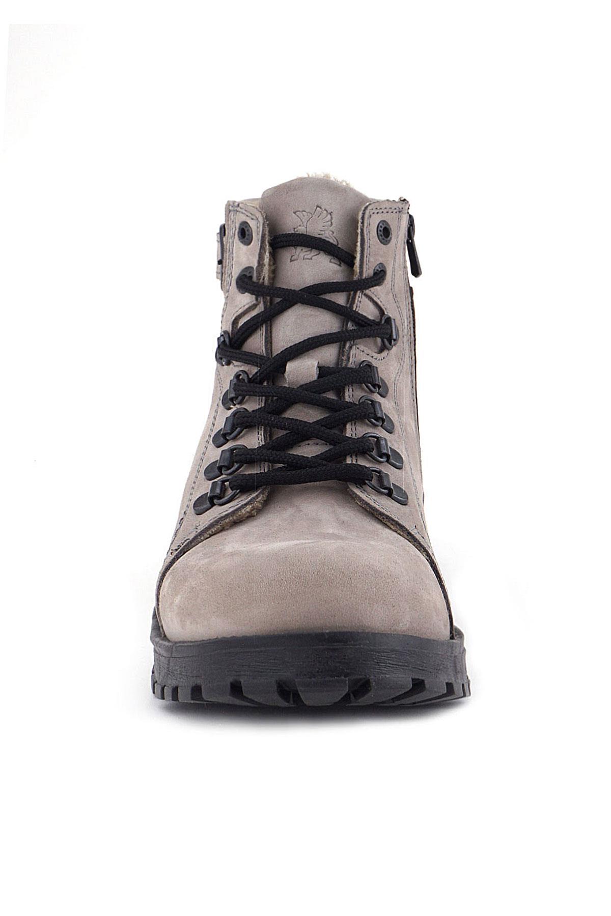 Rakerplus Griffon Hakiki Deri Açık Gri Bağcıklı Fermuarlı Bot