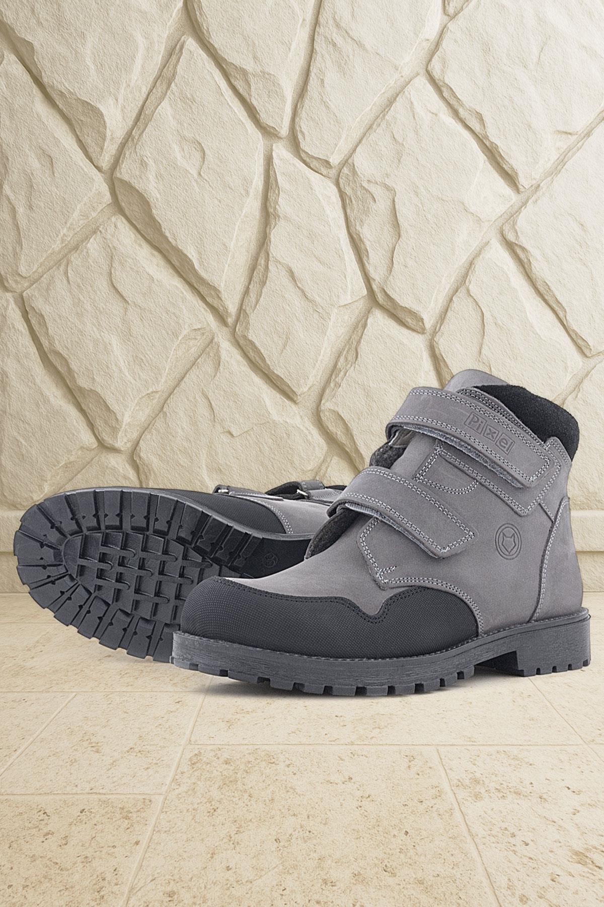 Rakerplus Pixel Genuine Leather Grey Velcro Boys' Boots