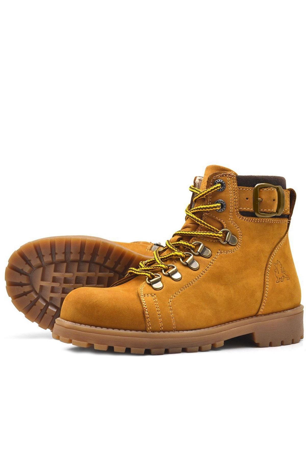 Rakerplus Griffon Hakiki Deri Sarı Kürklü Çocuk Bot