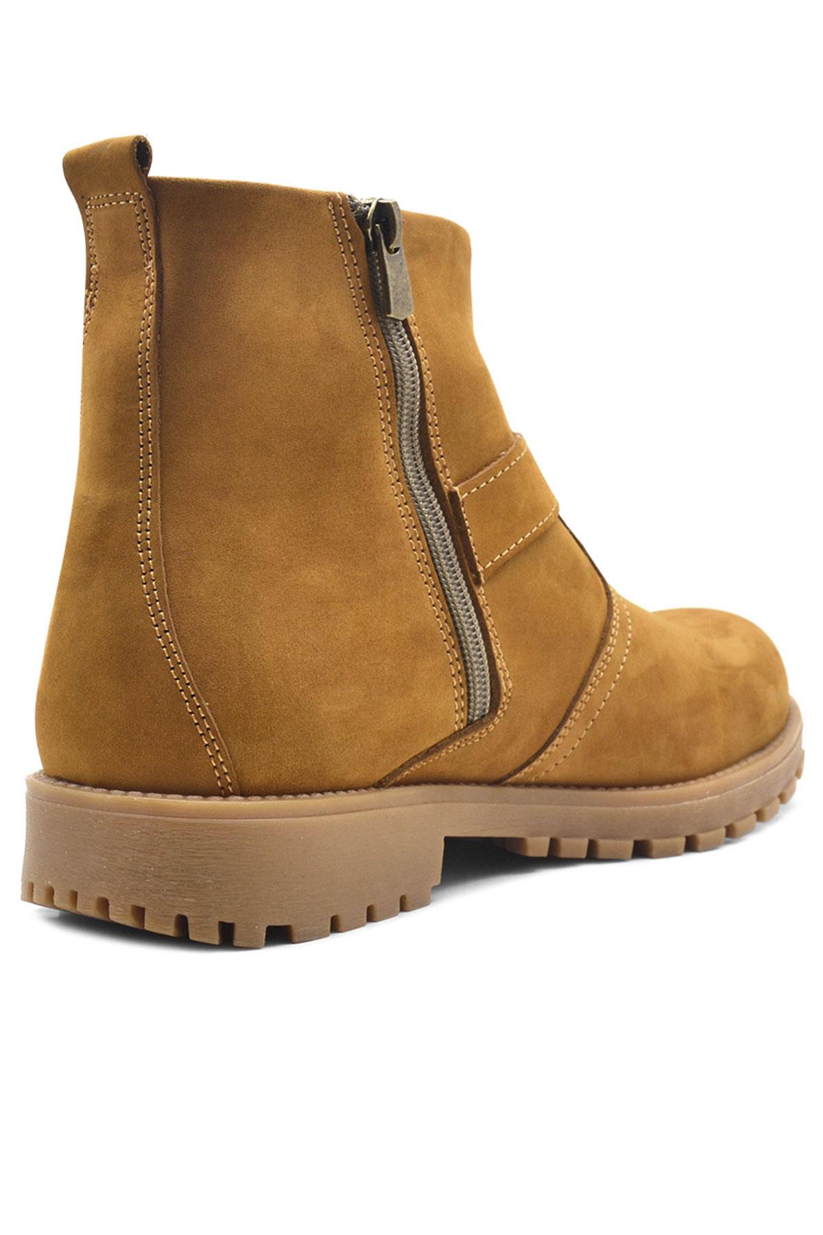 Rakerplus Chiron Series Genuine Leather Yellow Zipper Kids Winter Boots