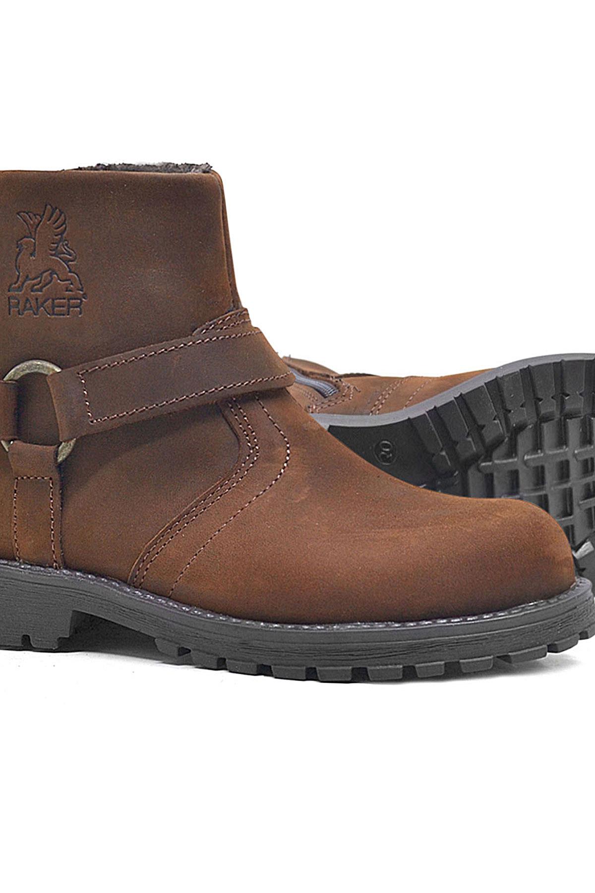 Rakerplus Chiron Hakiki Deri Tarçın Rengi Fermuarlı Çocuk Çizme