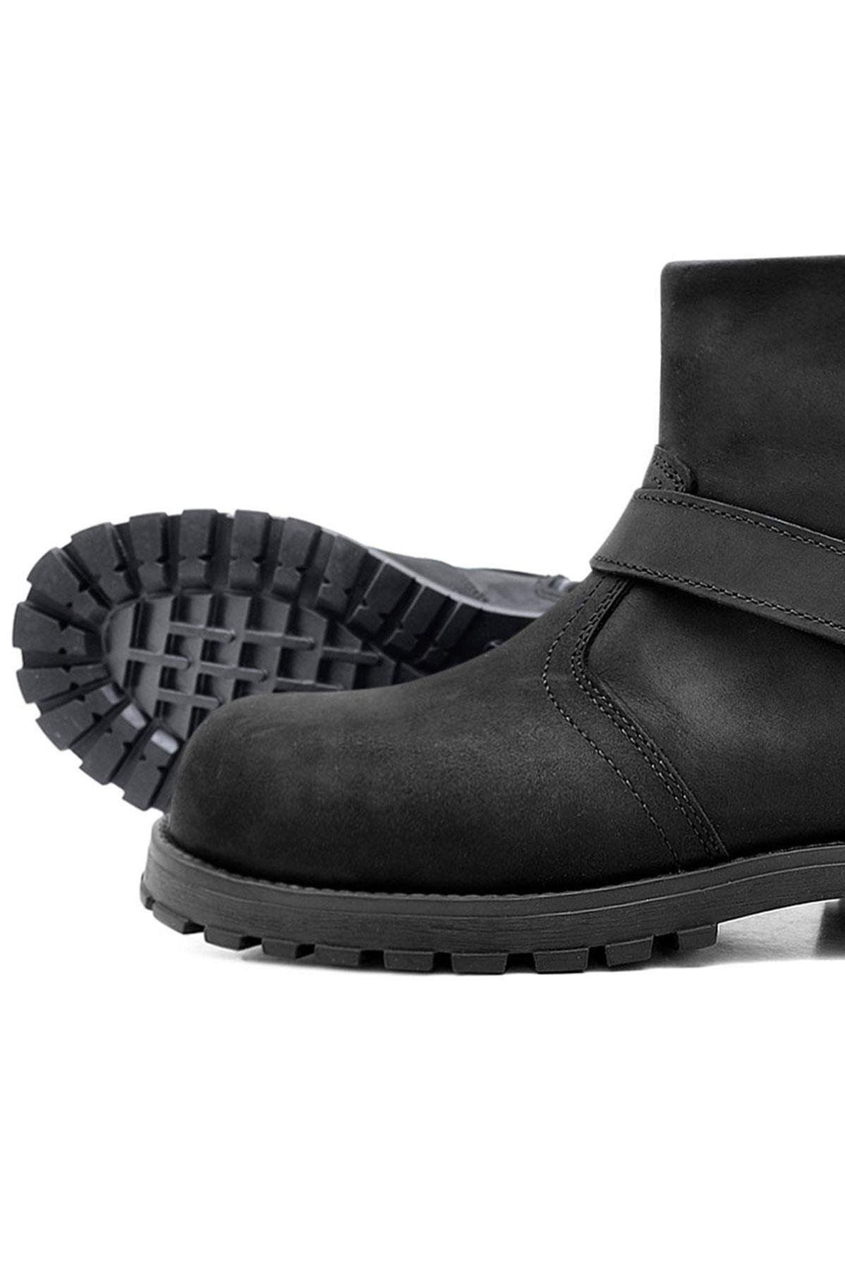 Rakerplus Chiron Black Real Leather Zipper Small Size Men and Women Boots