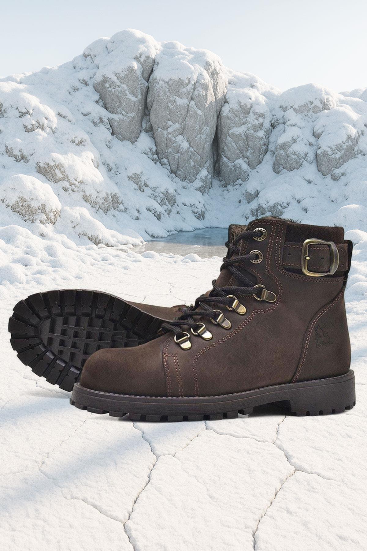 Rakerplus Griffon Hakiki Deri Fermuarlı Kışlık Çocuk Bot