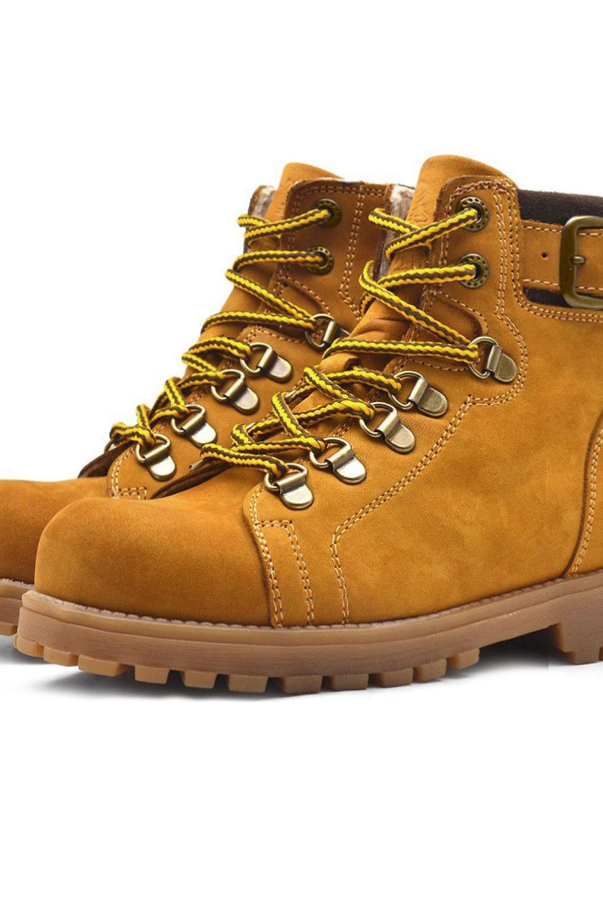 Rakerplus Griffon Hakiki Deri Sarı Kürklü Çocuk Bot